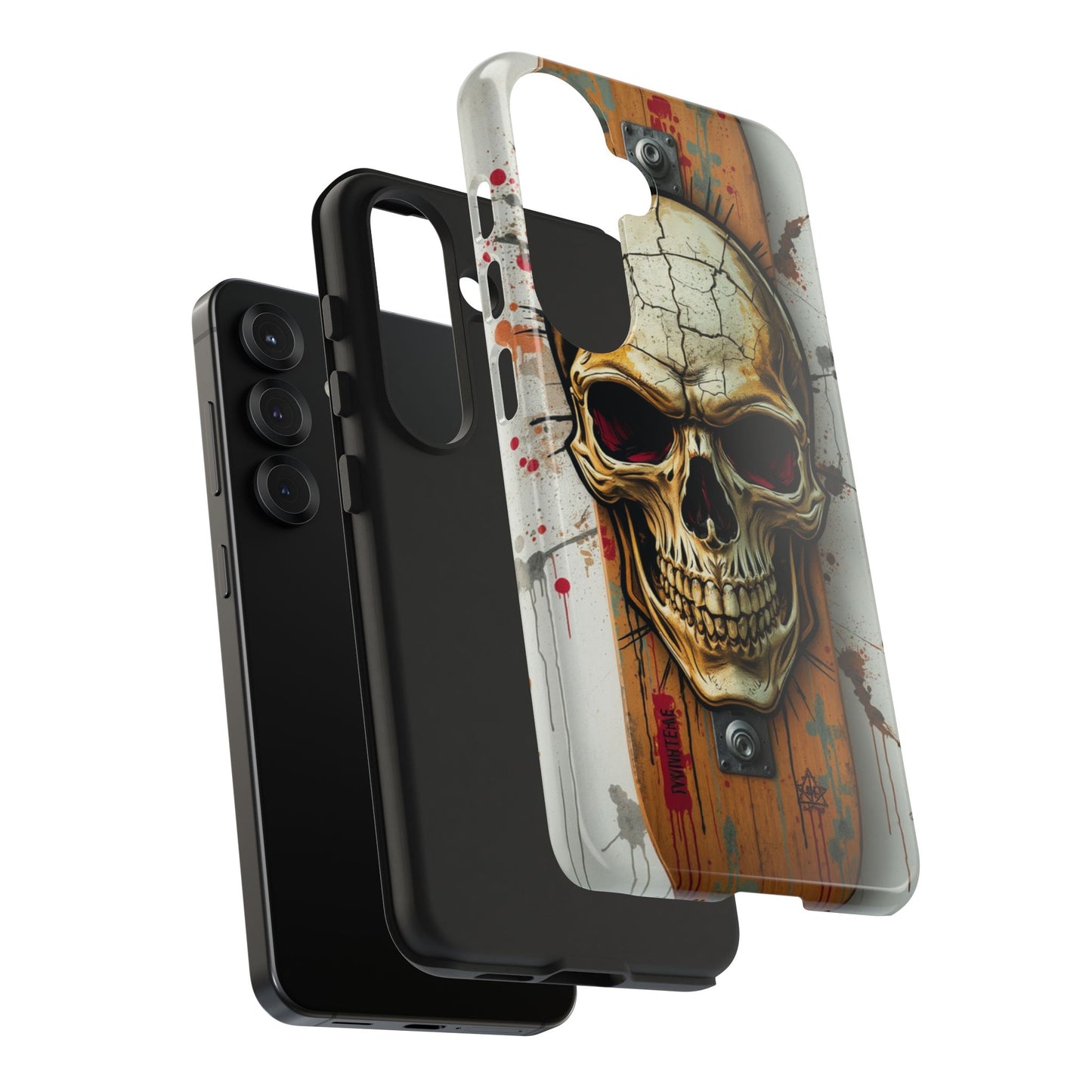 Edgy Skull Tough Phone Case - Durable Protection for Skateboard Enthusiasts