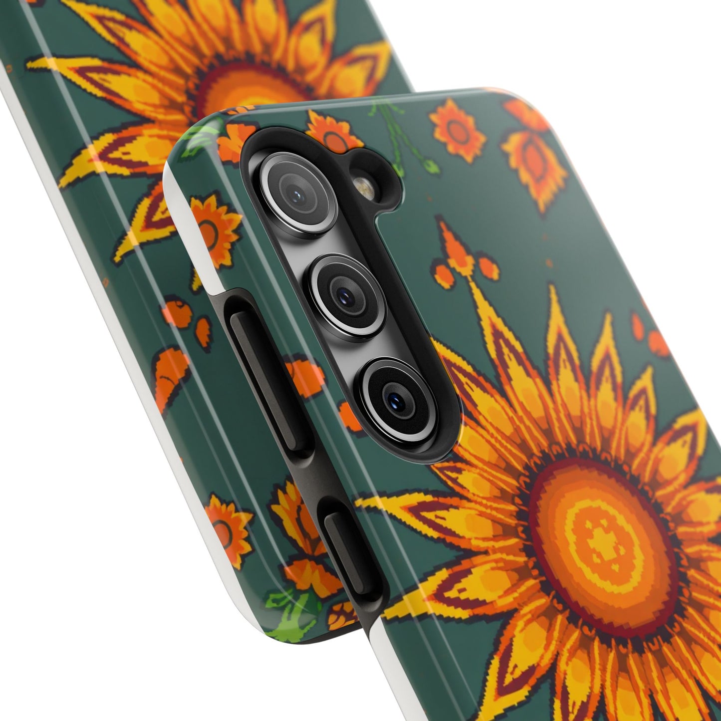 Pixelated Vibrant Floral Tough Phone Case | Sunflower Design for Nature Lovers - for iPhone