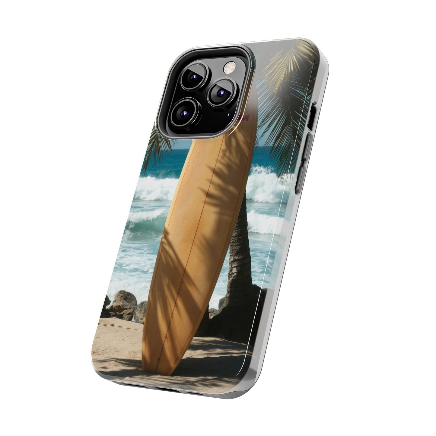 Tough Surfing Phone Case - Beach Vibes with Palm Trees & Surfboard