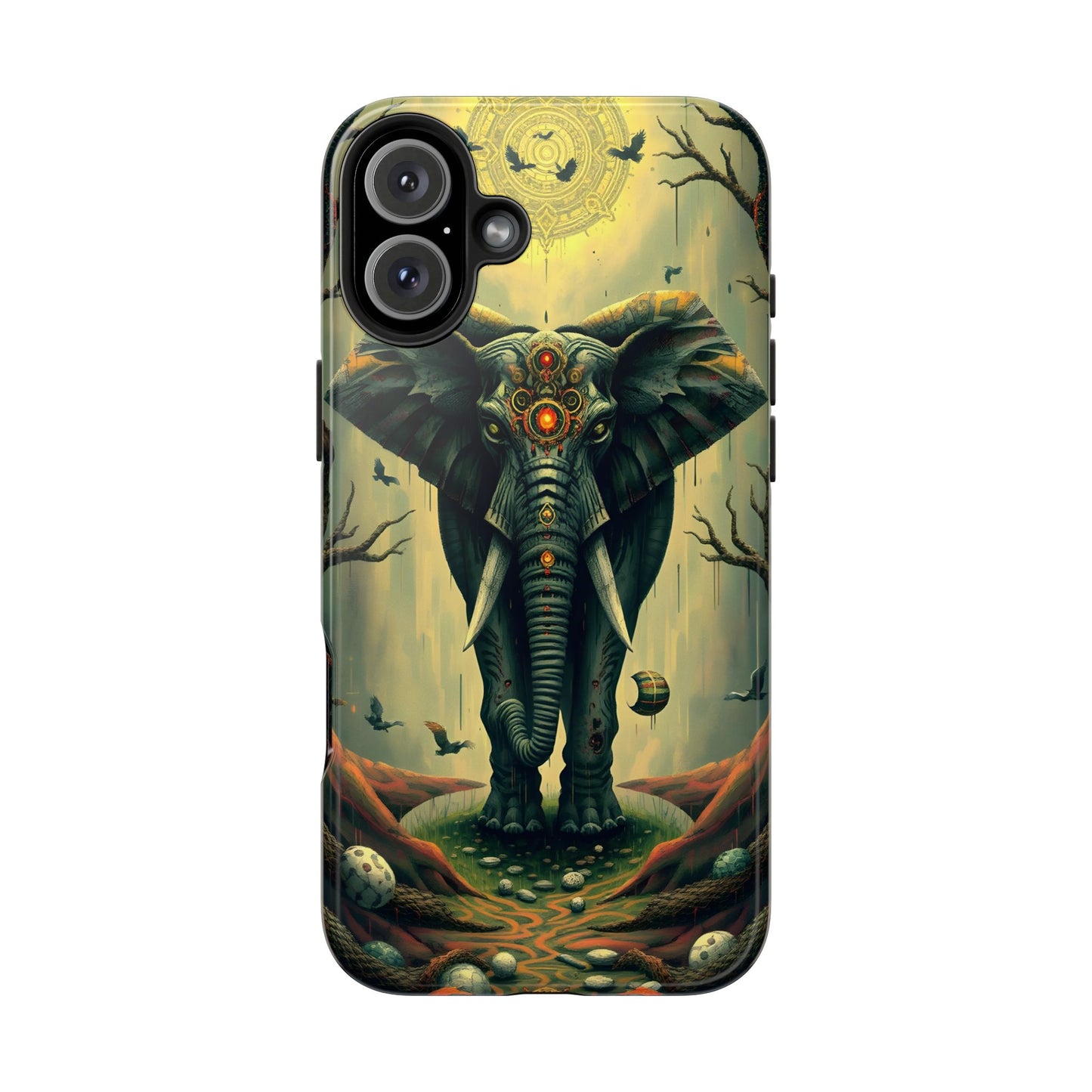 Mystical Forest Elephant Tough Phone Case | Vibrant Design for Nature Lovers - for iPhone