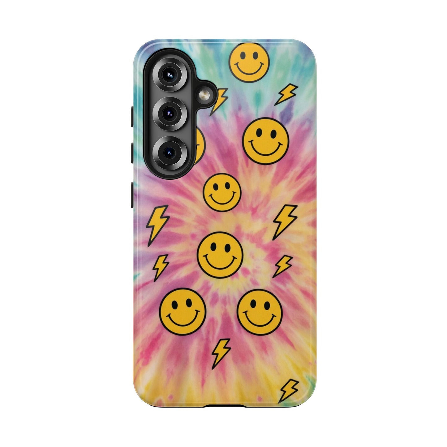 Colorful Smiley Lightning Tough Phone Case - Fun & Durable