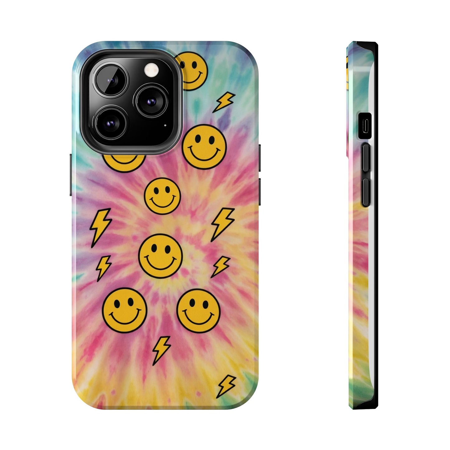 Colorful Smiley Lightning Tough Phone Case - Fun & Durable