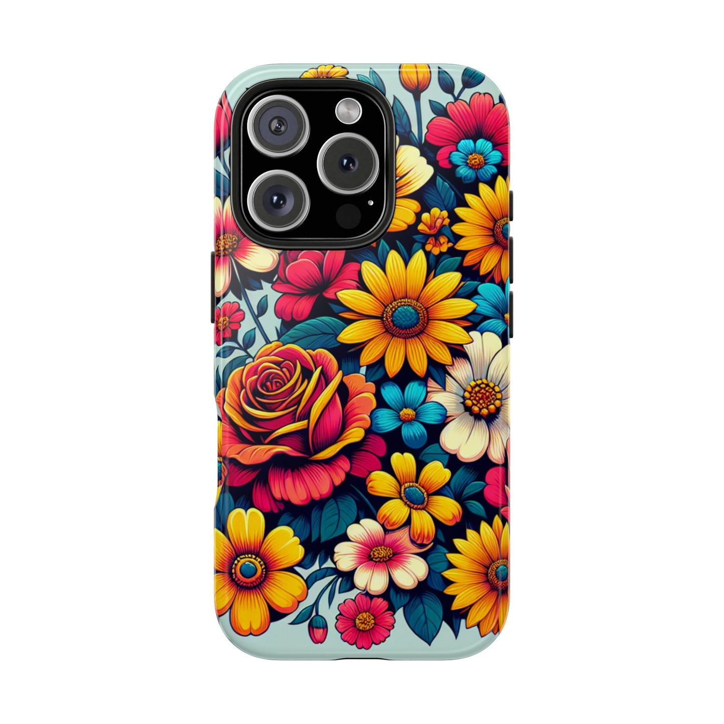 Vibrant Floral Tough Phone Case - Colorful Flower Design - for iPhone