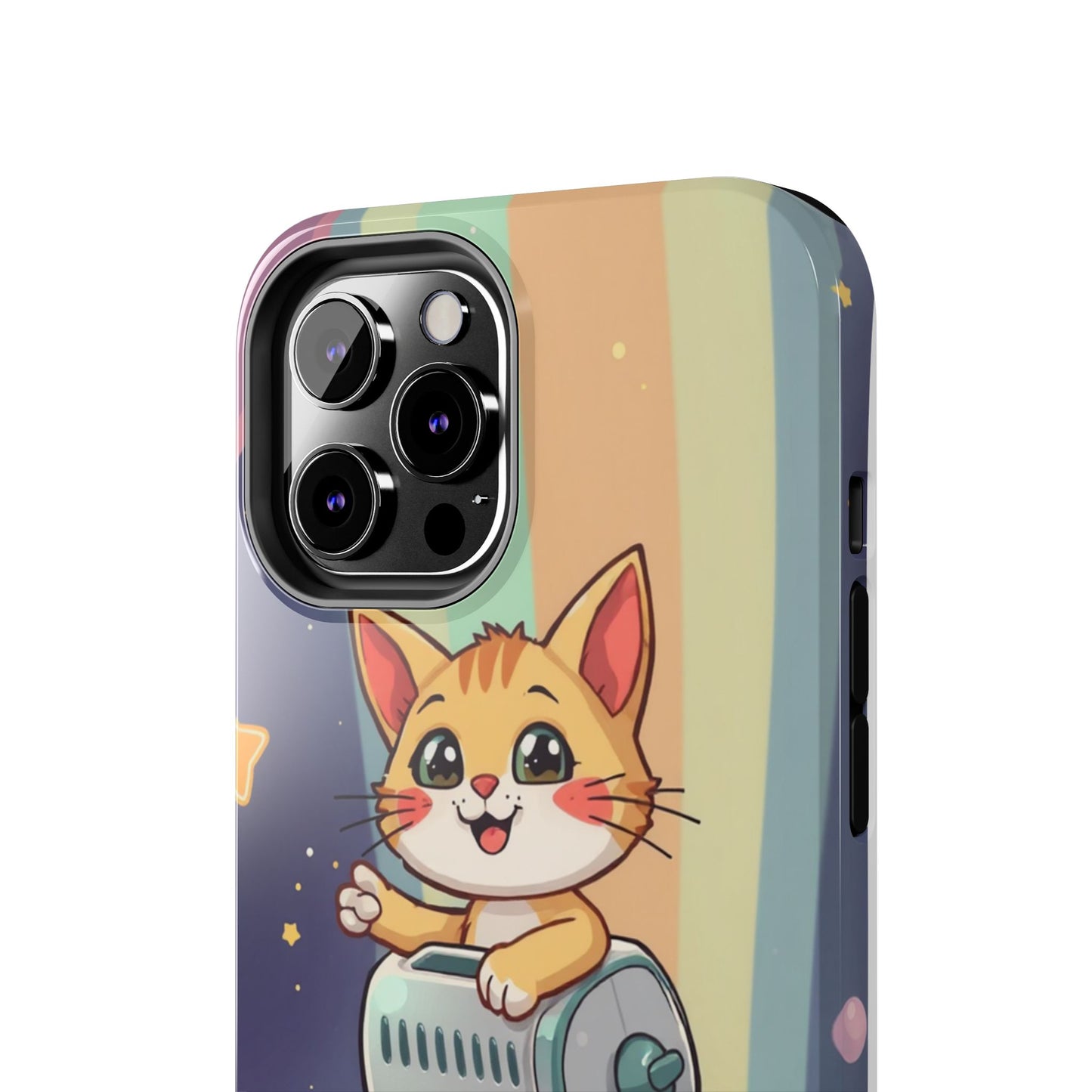 Cute Cat Rocket Phone Case - Vibrant and Playful Tough Case