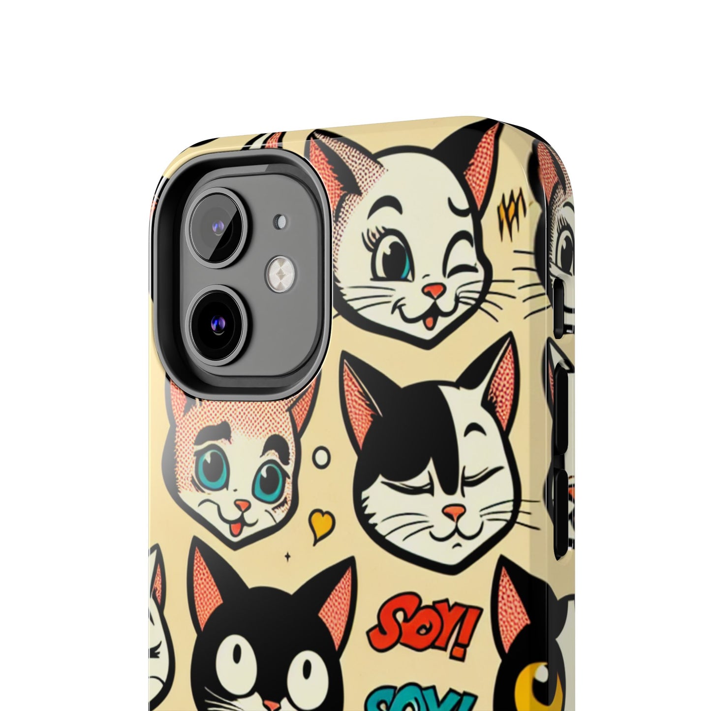 Playful Cat-Themed Tough Phone Case - Pet Pattern - for iPhone