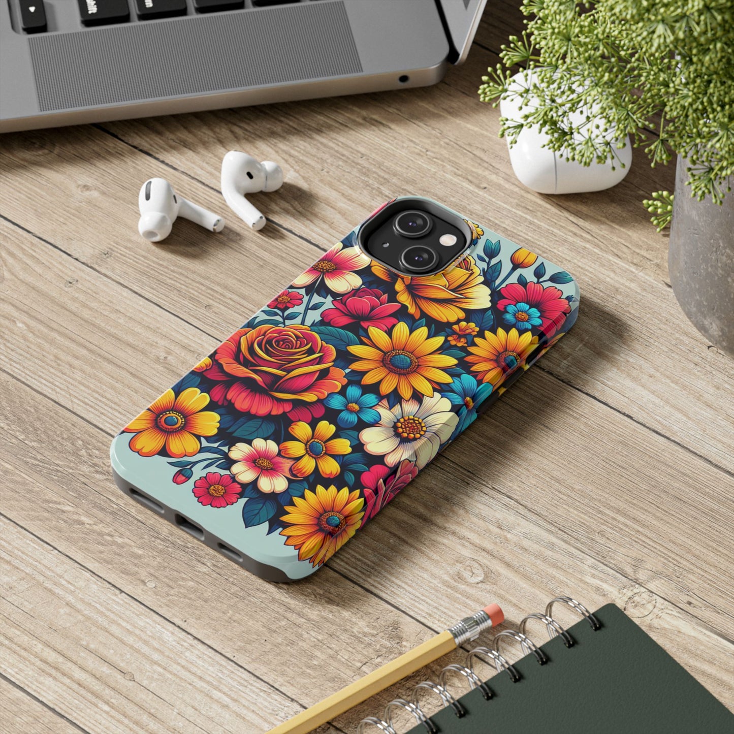 Vibrant Floral Tough Phone Case - Colorful Flower Design - for iPhone