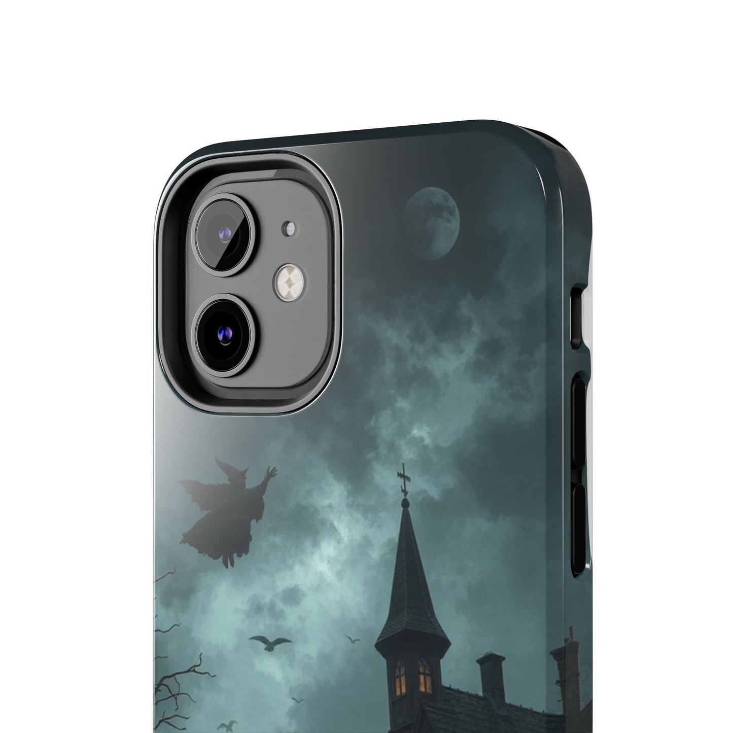 Halloween-Themed Tough Phone Case with Spooky House Design