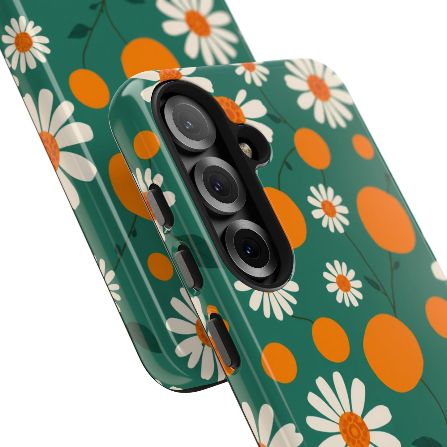 Floral Tough Phone Case - Daisy & Orange Design