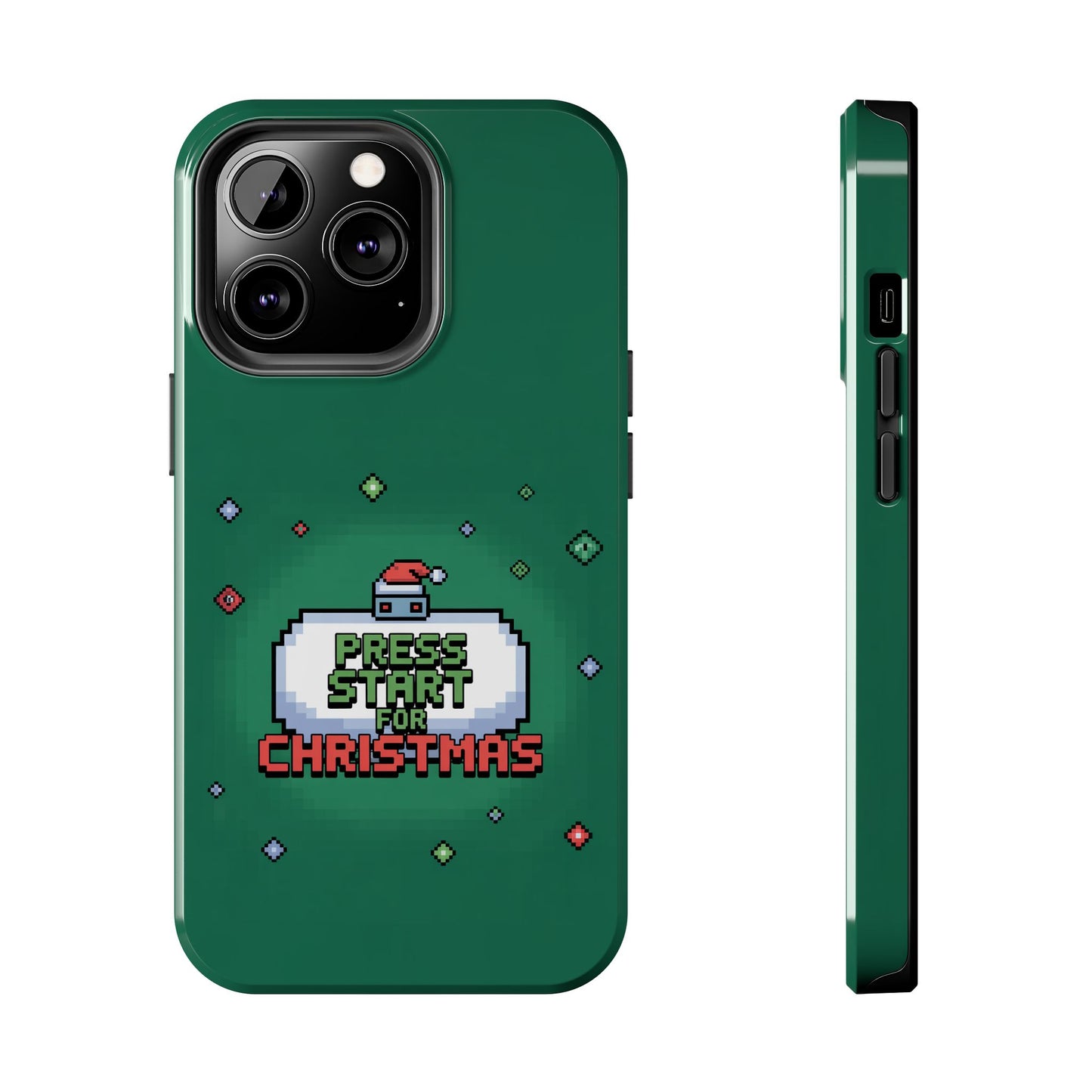 Christmas Pixel Gaming Phone Case - Press Start for Christmas Design