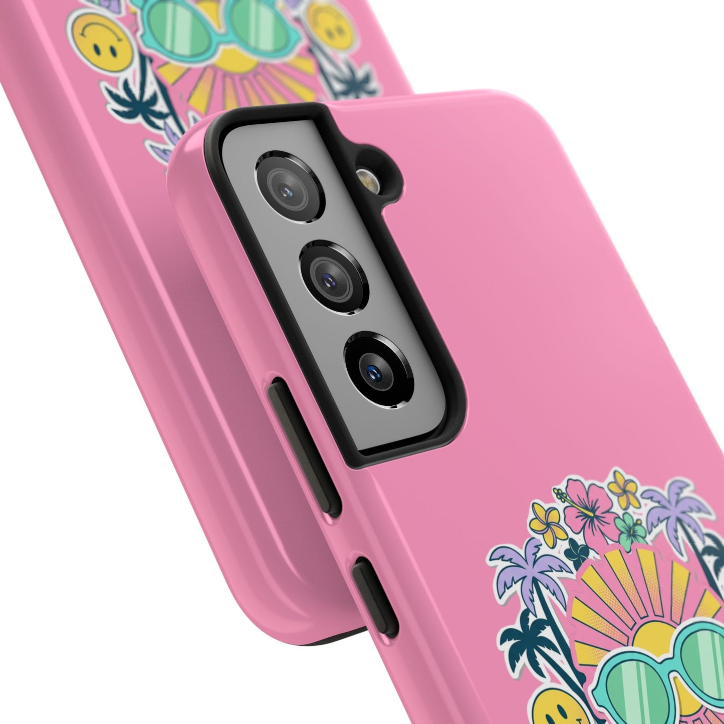 Retro Summer Phone Case — Y2K Palm Trees, Roller Skates & Smiley Collage