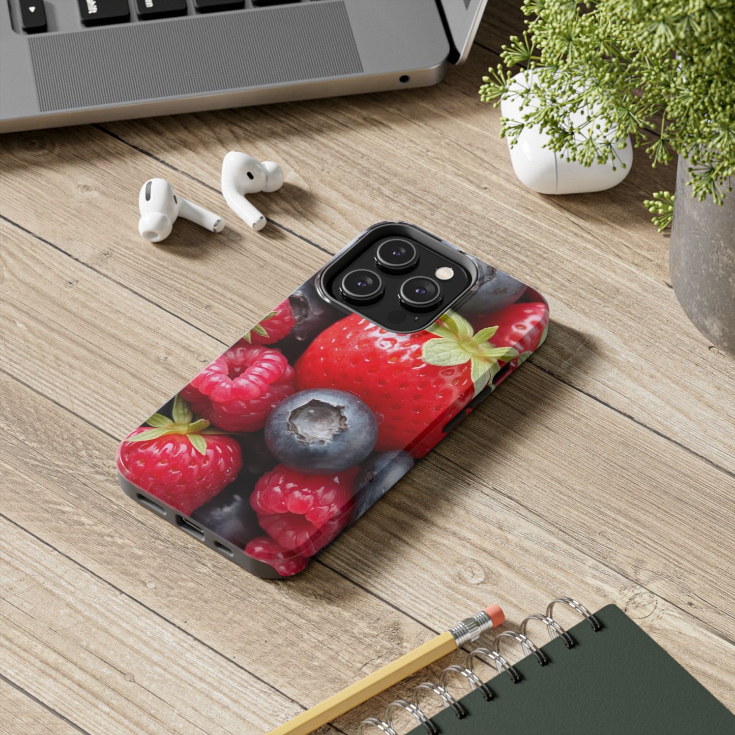 Fruit-Themed Tough Phone Case - Berry Burst Design