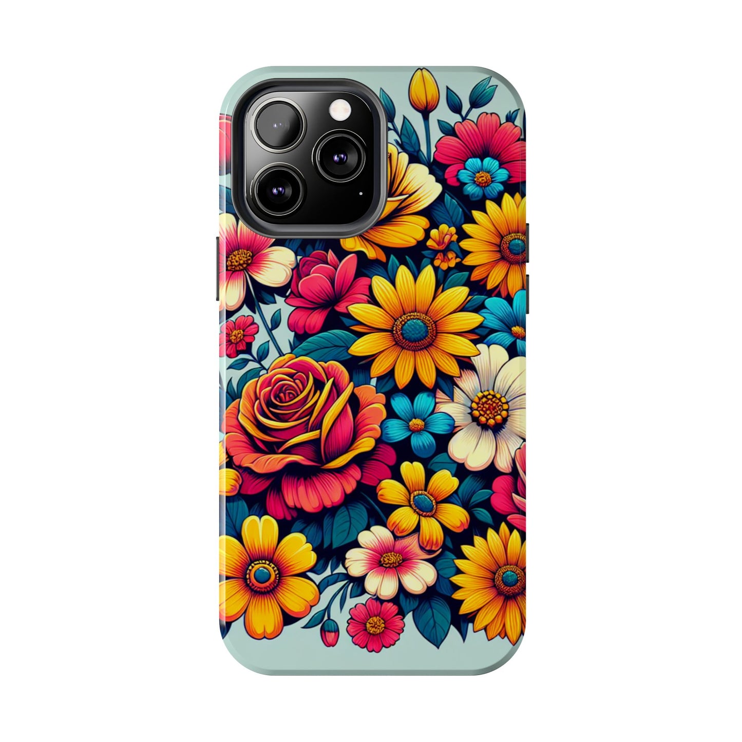 Vibrant Floral Tough Phone Case - Colorful Flower Design - for iPhone