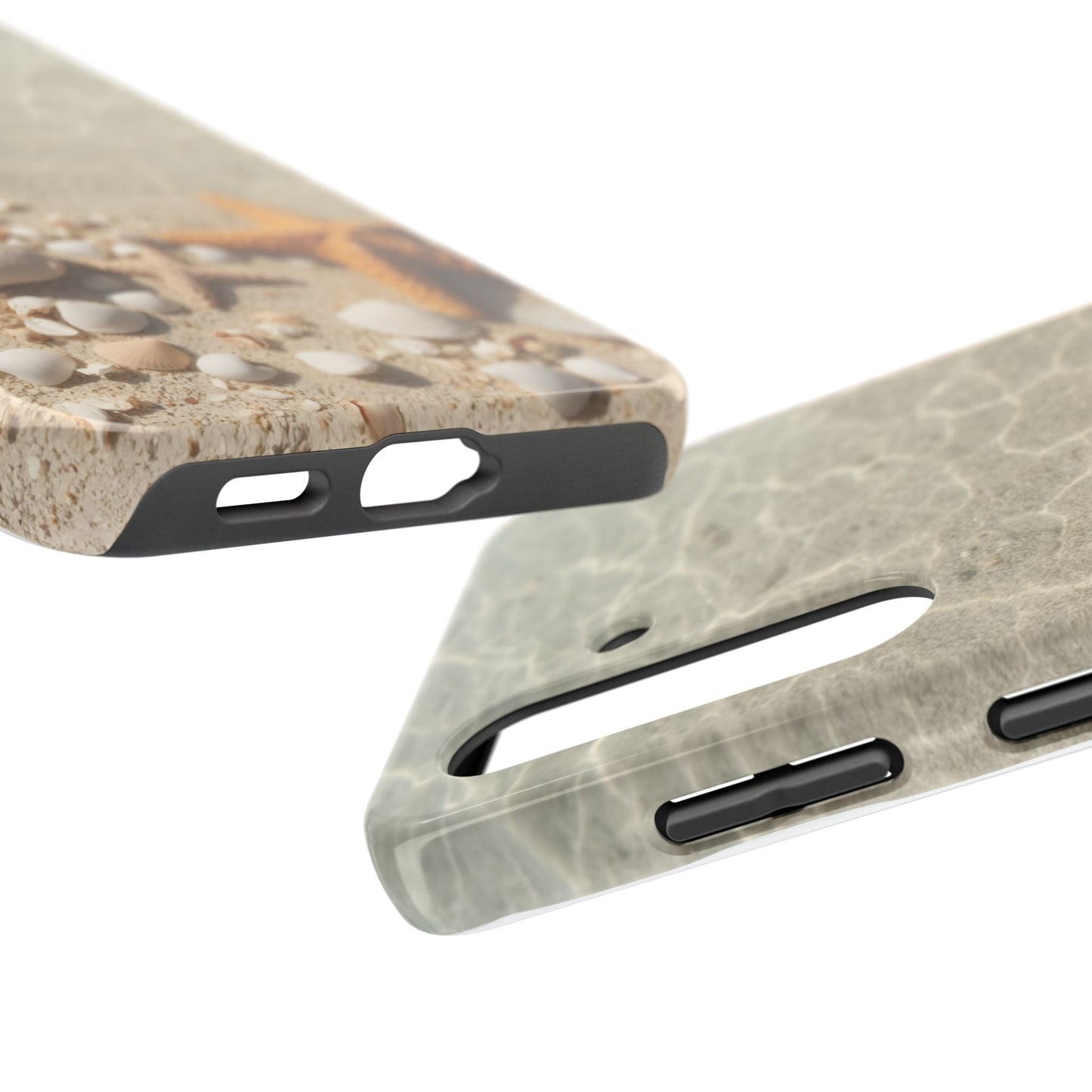 Beach-Inspired Tough Phone Case with Starfish and Seashell Design