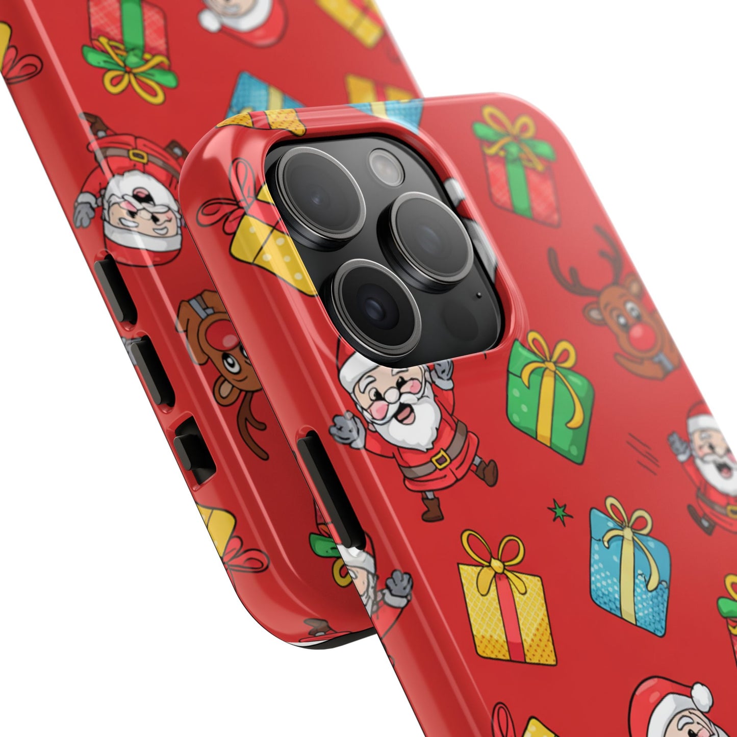 Festive Santa and Reindeer Tough Phone Case - Christmas Holiday Design