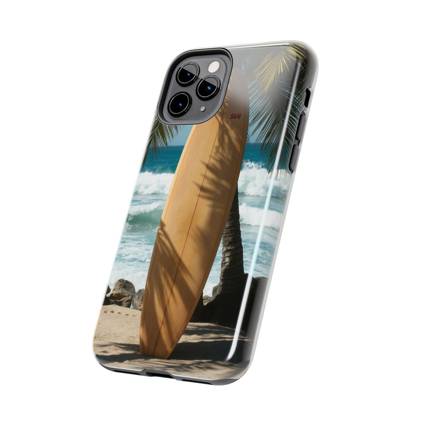 Tough Surfing Phone Case - Beach Vibes with Palm Trees & Surfboard