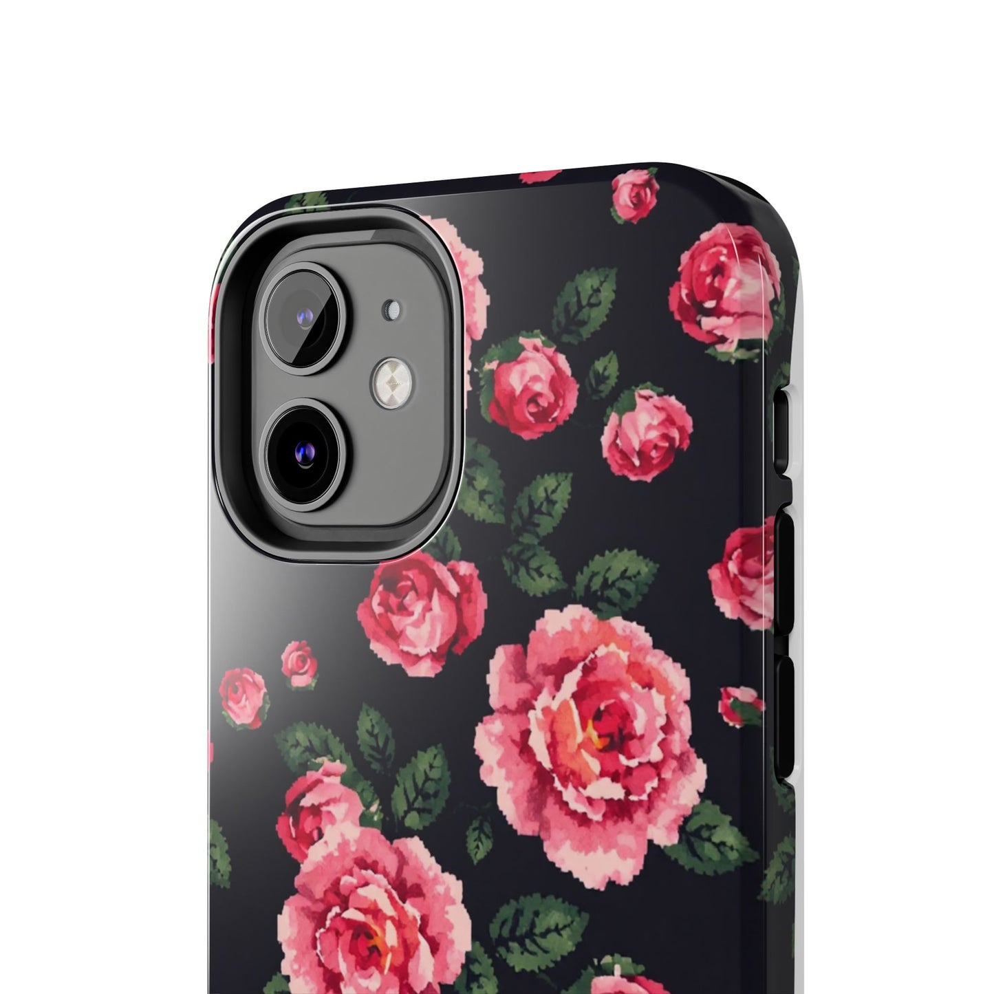 Pixelated Floral Tough Phone Case - Elegant Rose Design for Protection & Style - for iPhone