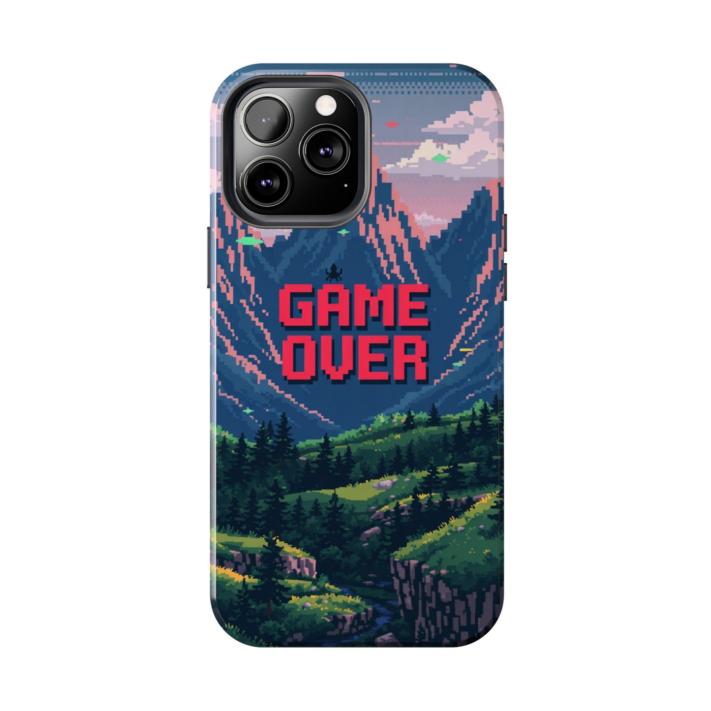 Pixel Art Tough Phone Case - 'Game Over' Design for Gamers
