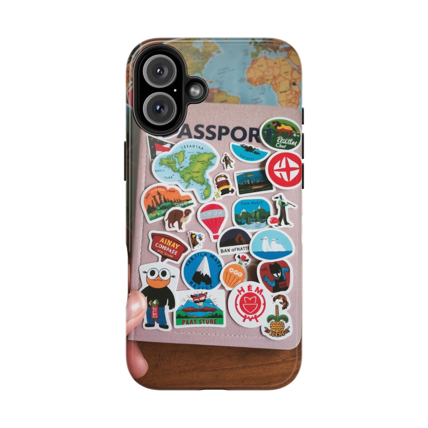 Adventure Stickers Phone Case - Tough Protection for Travel Lovers