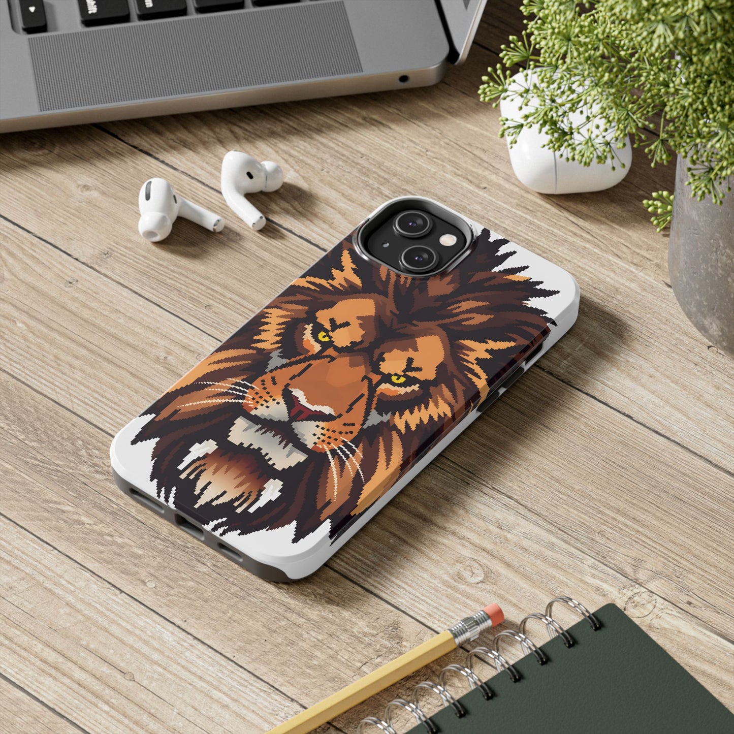 Fierce Pixelated Lion Tough Phone Case - Durable Design for Animal Lovers - for iPhone