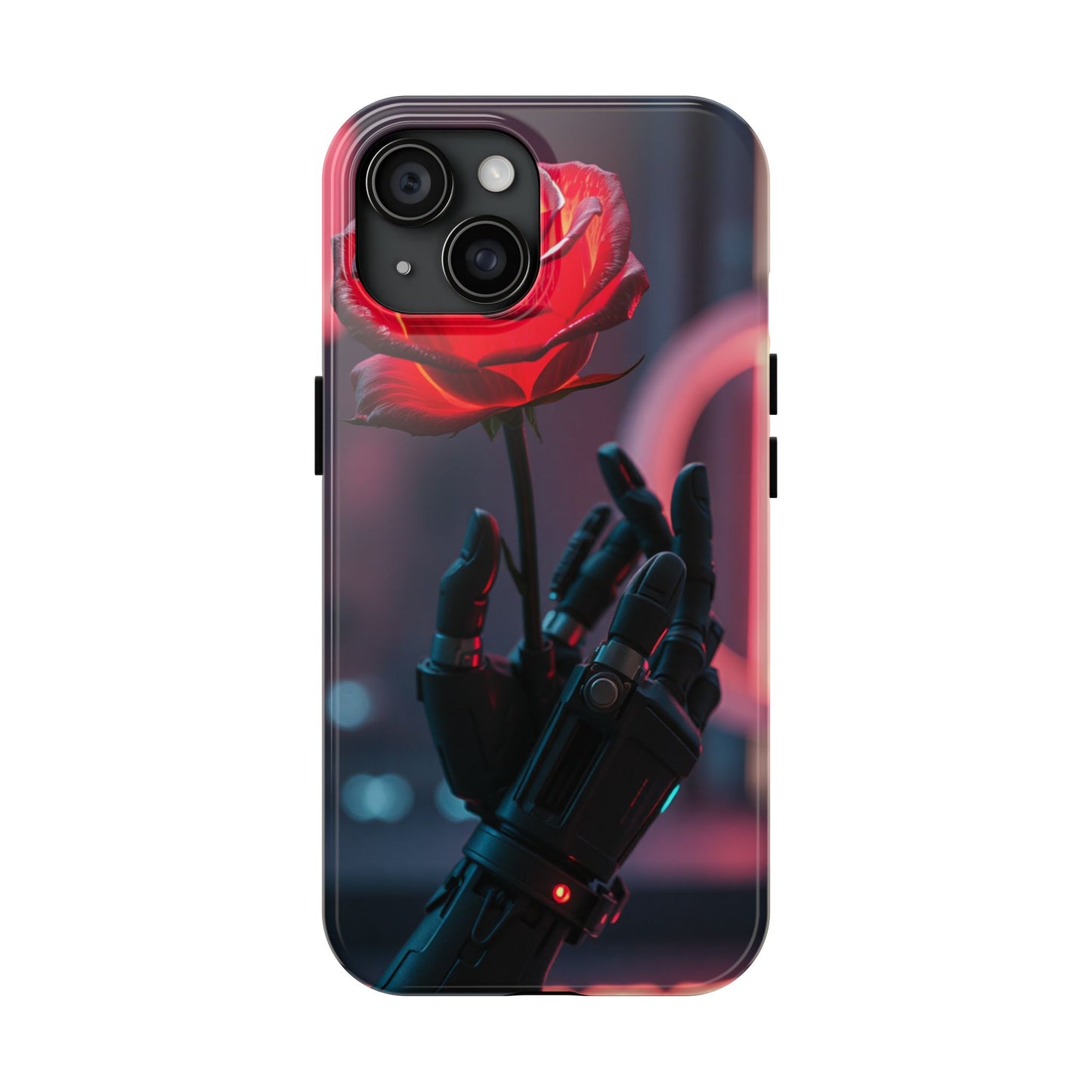 Futuristic Tough Phone Case with Robotic Rose Design | Durable Protection