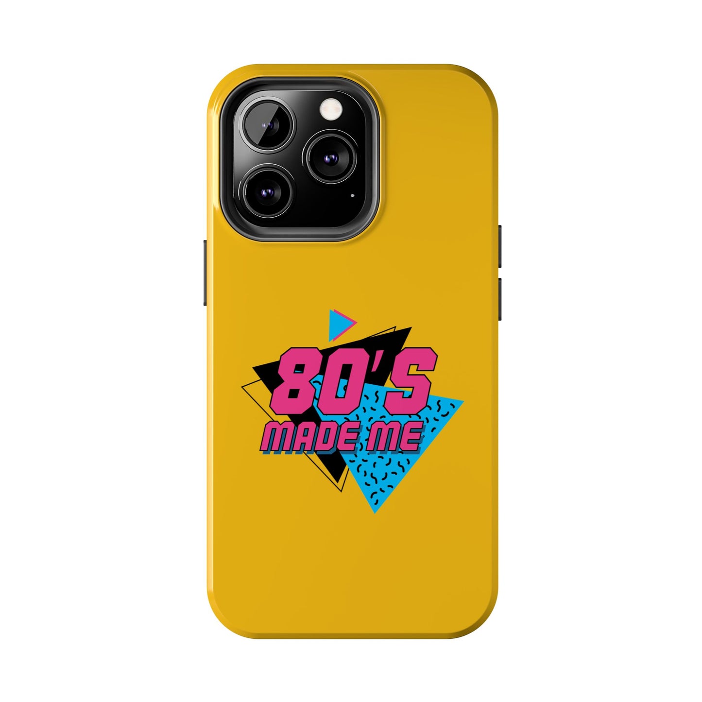 80's Made Me Tough Phone Case - Retro Yellow Silicone Cover - for iPhone