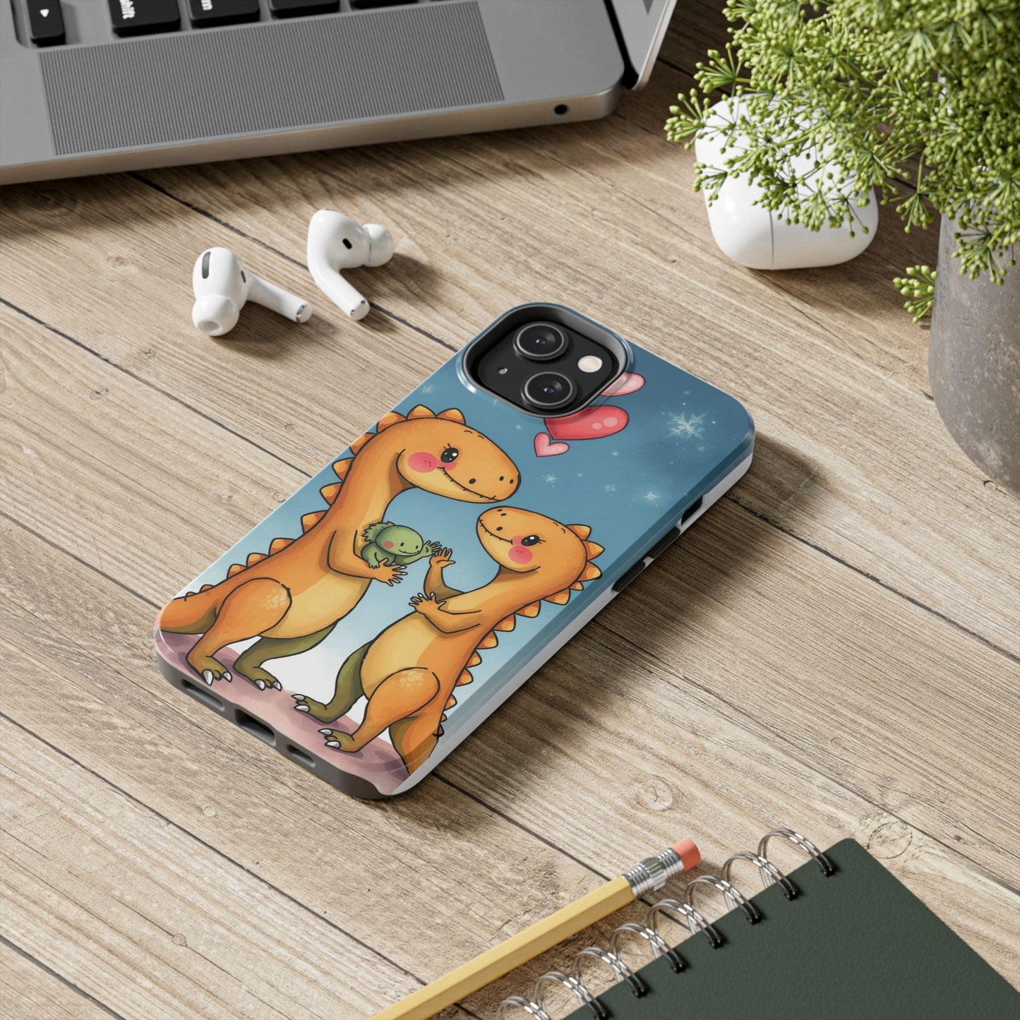 Dino Love Tough Phone Case - Cute & Durable Design for Kids & Parents