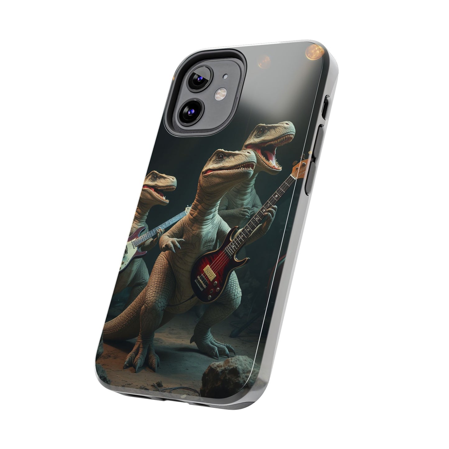 Rockin' Dinosaur Tough Phone Cases - Perfect for Music Lovers and Kids!