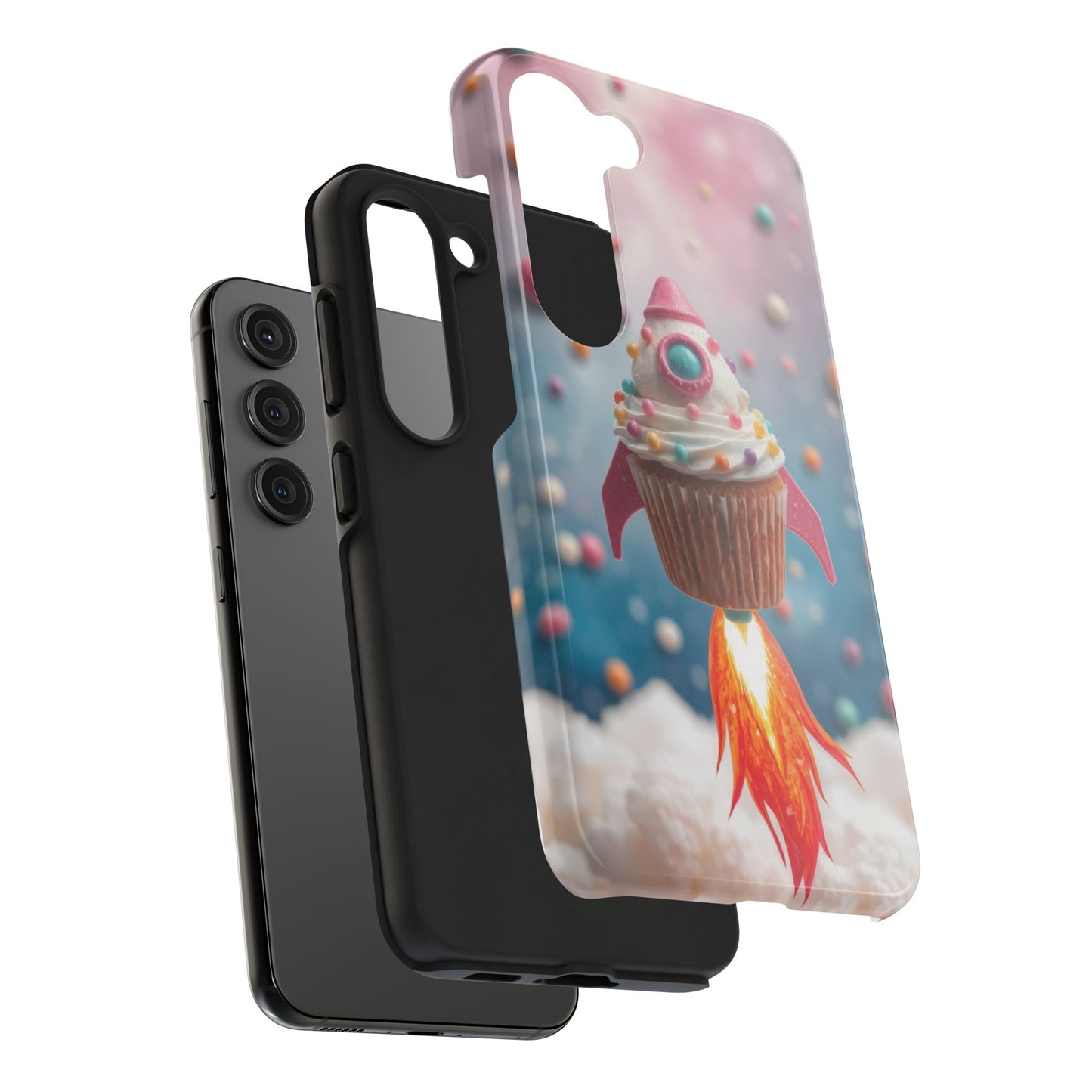 Whimsical Rocket Cupcake Phone Case - Fun Protective Case for Kids and Teens