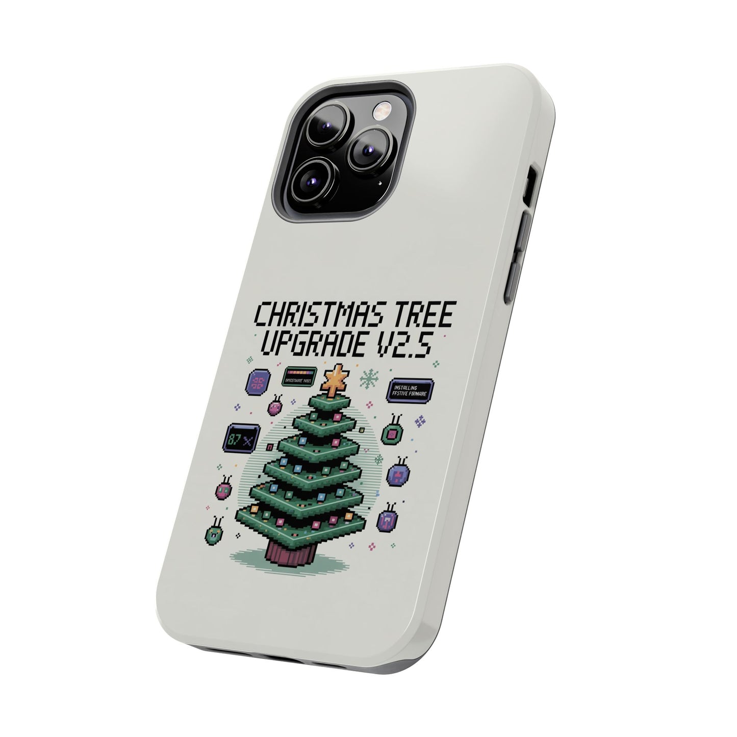 Christmas Tree Upgrade Tough iPhone Case - Pixel Art Design