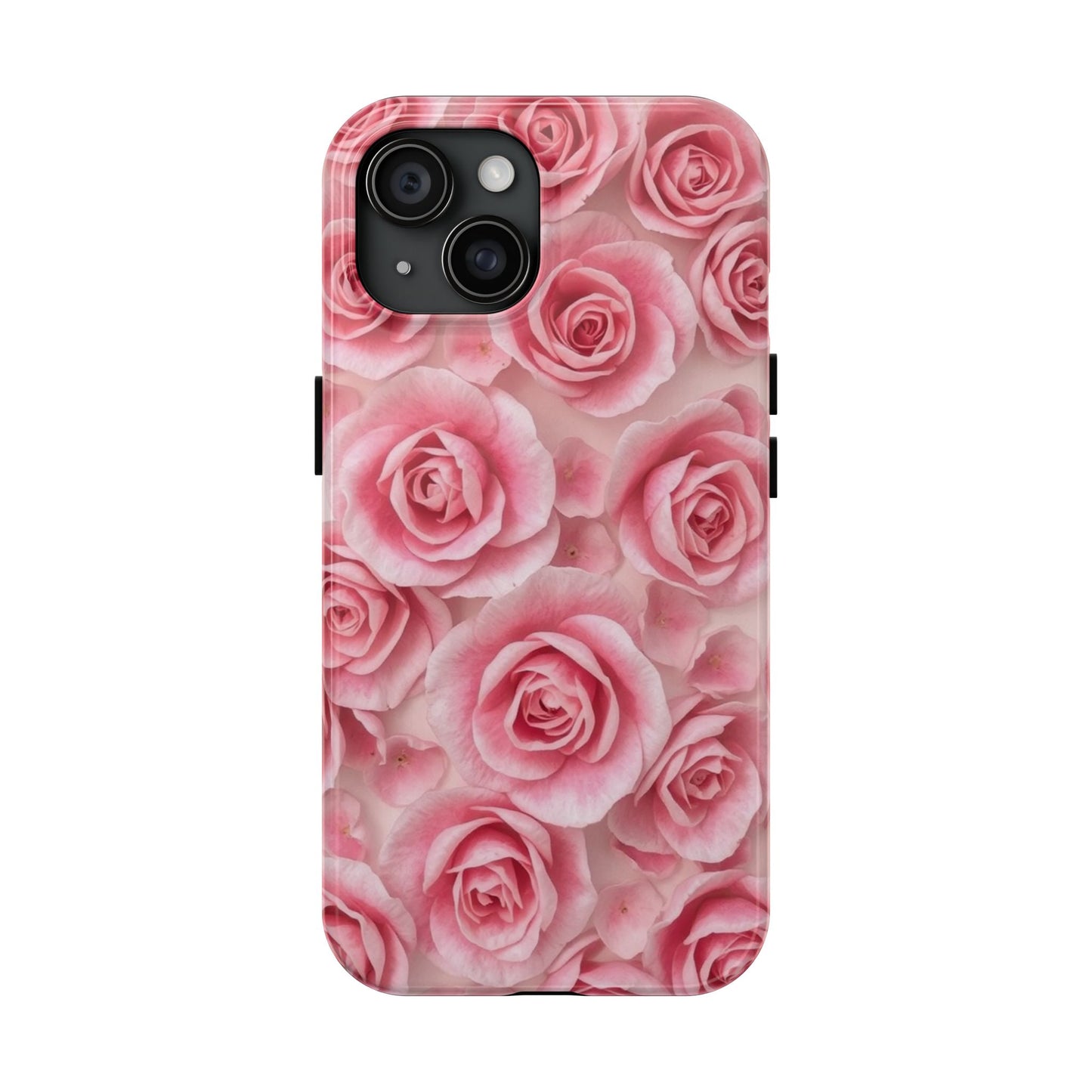 Floral Tough Phone Case - Pink Rose Design, Durable Protection for Flower Lovers