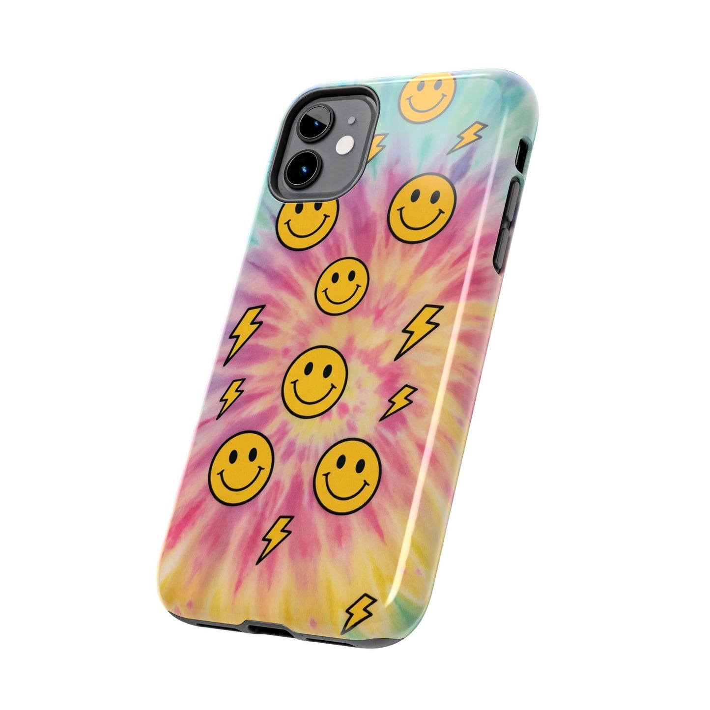Colorful Smiley Lightning Tough Phone Case - Fun & Durable