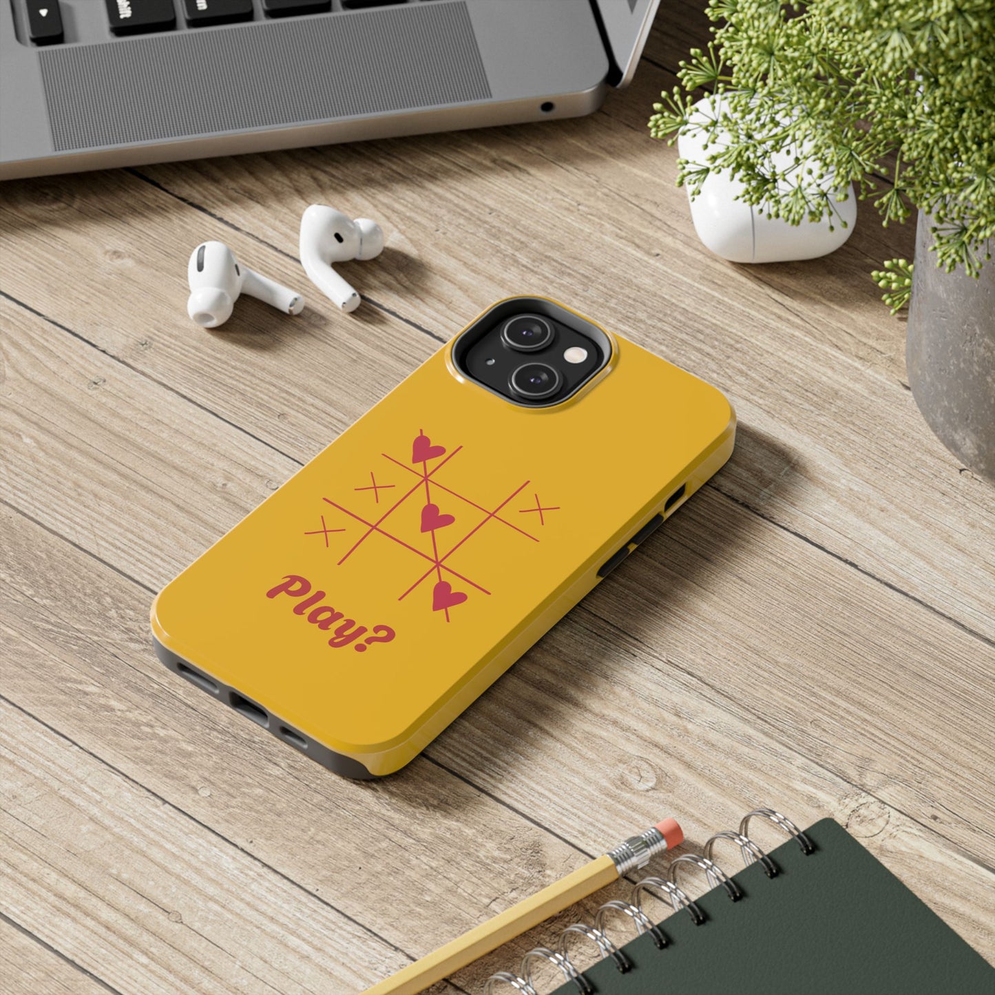 Heart Game Tough Phone Case - Fun Yellow Design for Gamers & Loved Ones - for iPhone