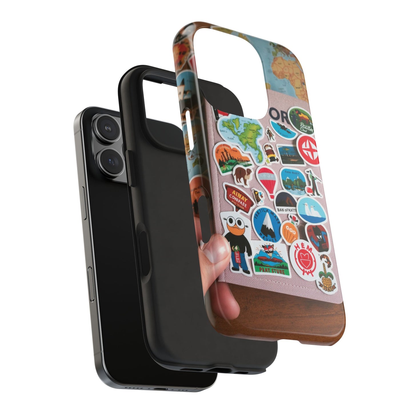 Adventure Stickers Phone Case - Tough Protection for Travel Lovers