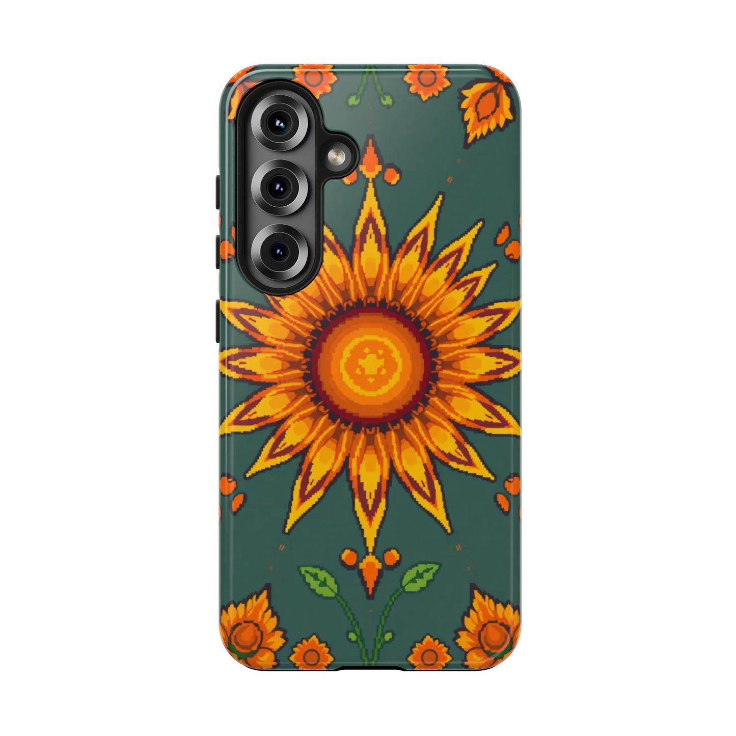 Pixelated Vibrant Floral Tough Phone Case | Sunflower Design for Nature Lovers - for iPhone