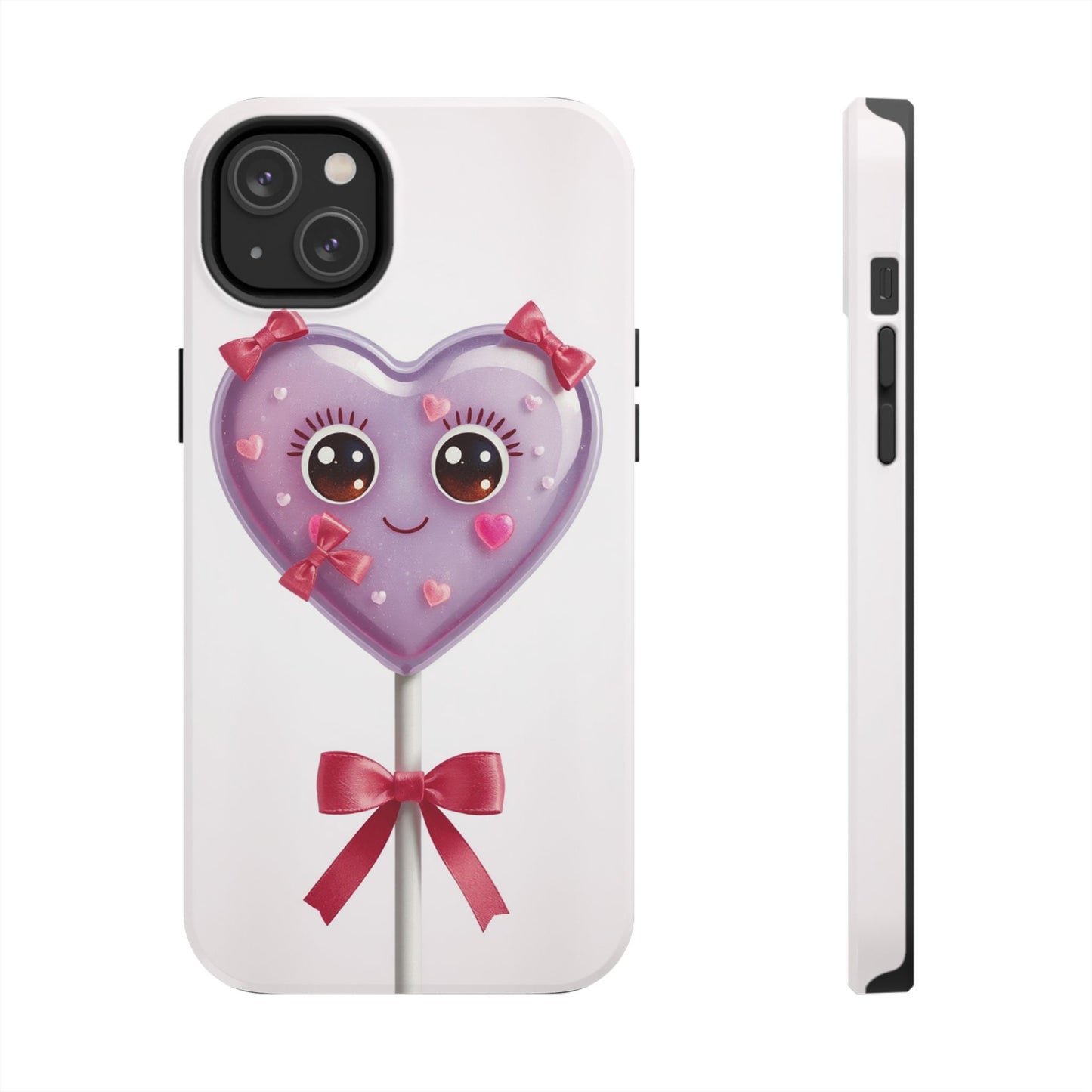 Cute Heart Lollipop Tough Phone Case - Adorable Protection for Candy Lovers