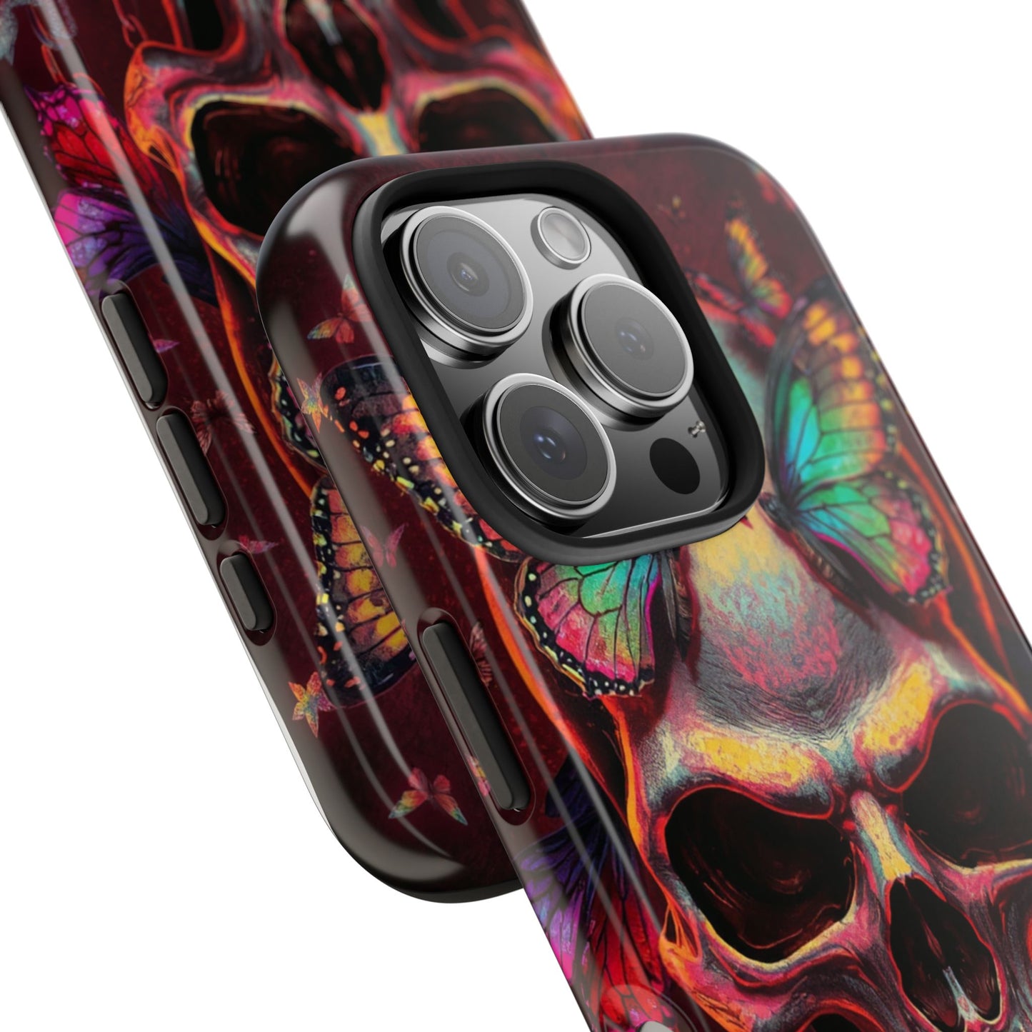 Gothic Skull Phone Case with Butterflies - Durable Tough Phone Case