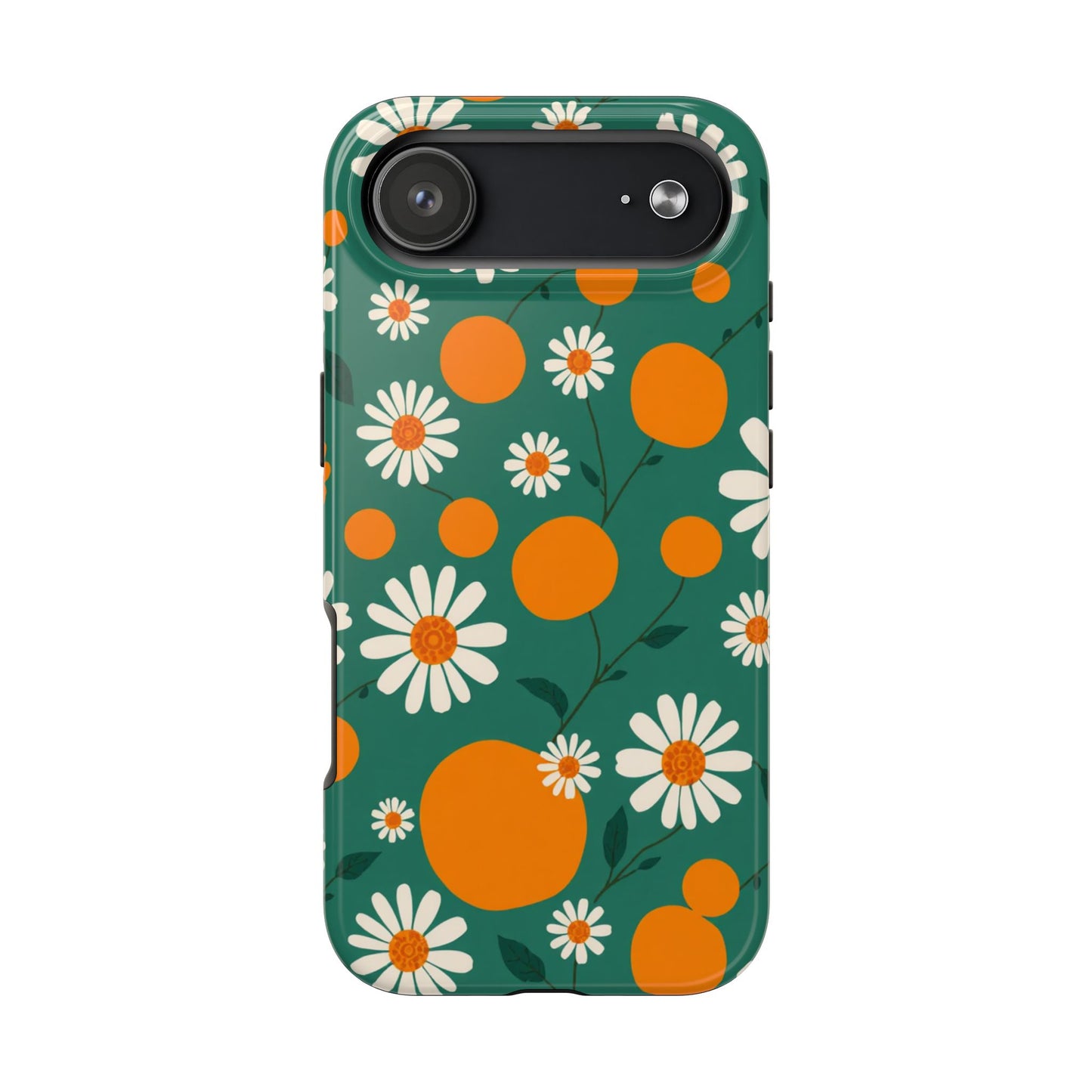 Floral Tough Phone Case - Daisy & Orange Design