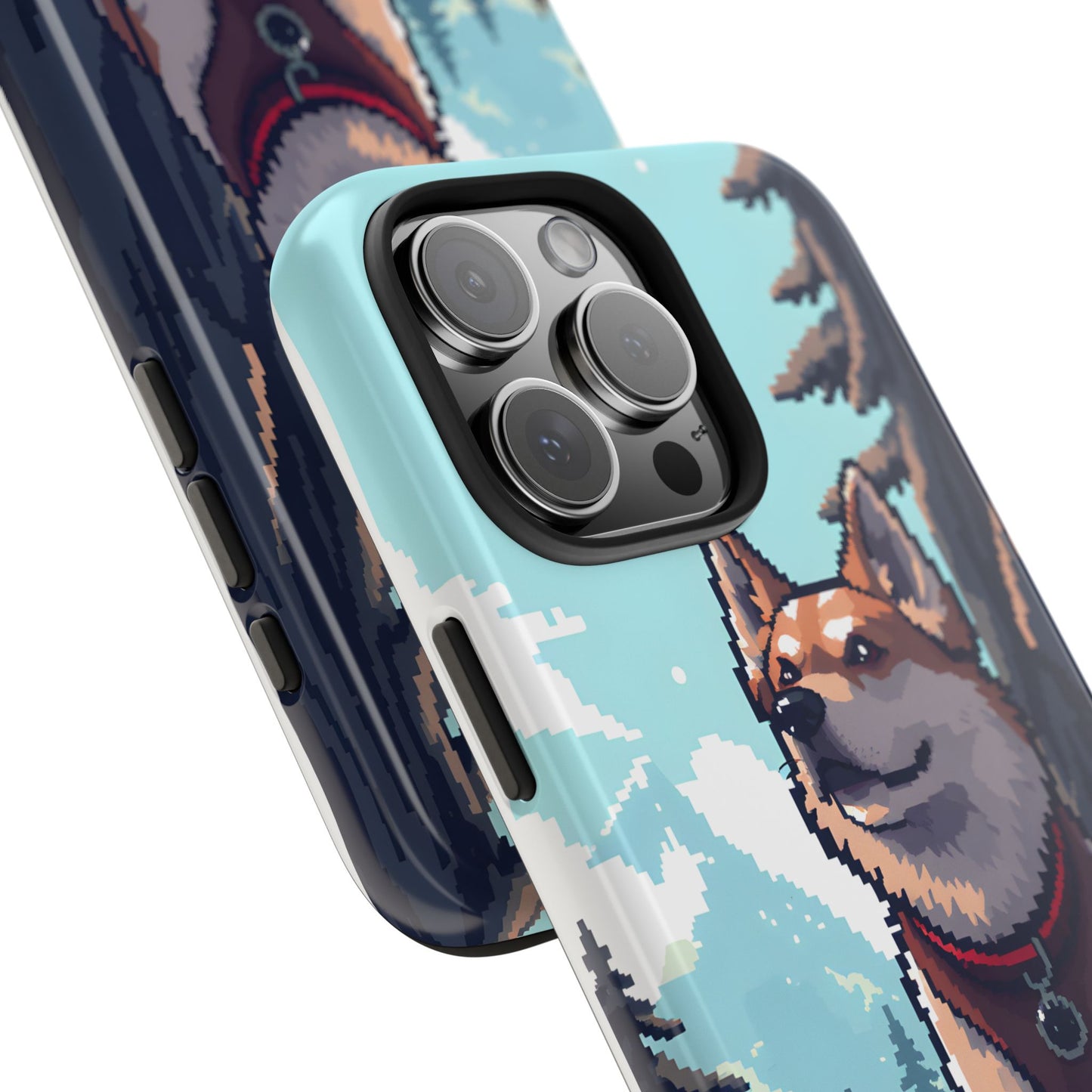 Retro Dog Adventure Tough Phone Case - Pixel Art Shiba Inu Design - for iPhone