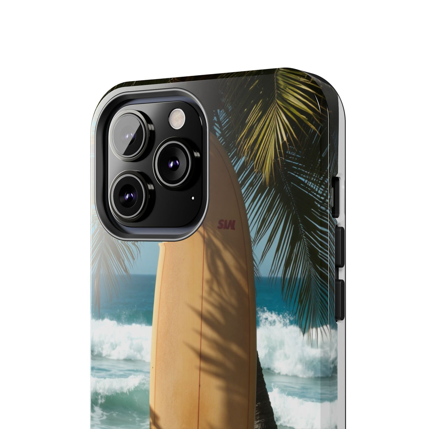 Tough Surfing Phone Case - Beach Vibes with Palm Trees & Surfboard