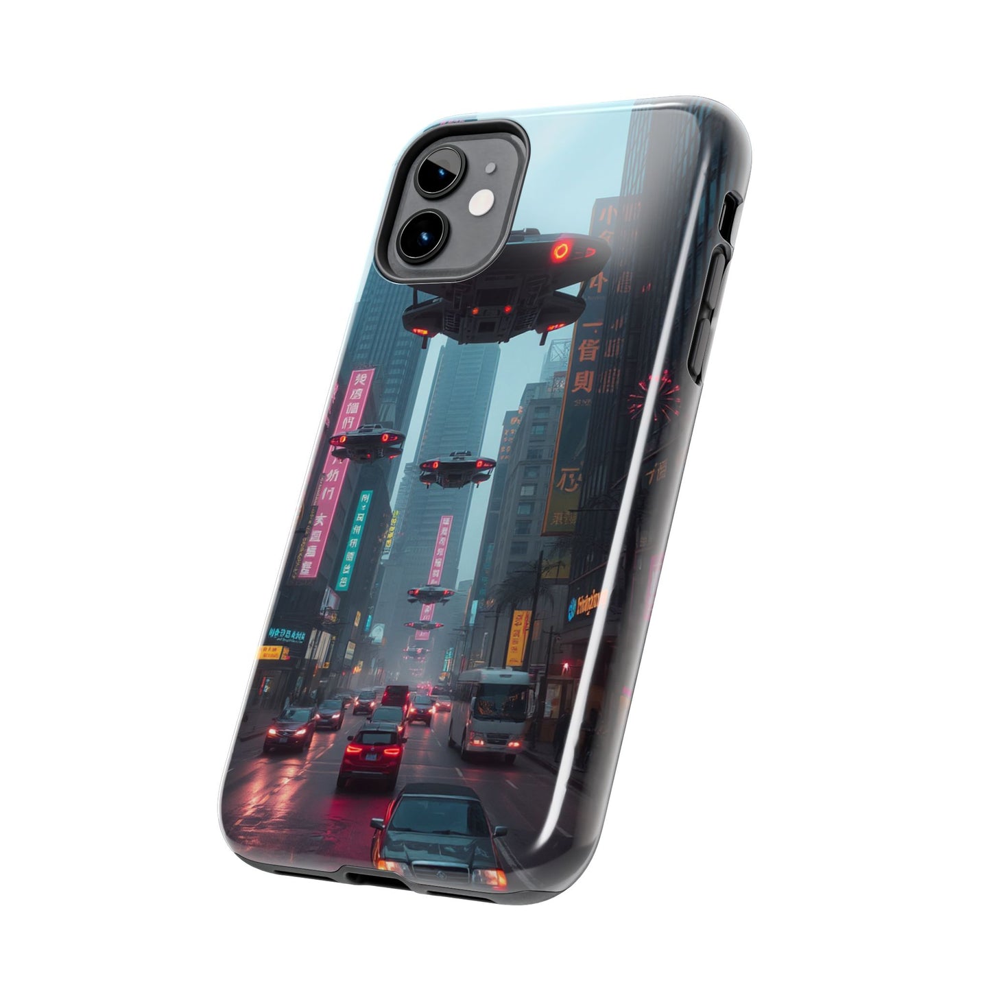Futuristic City Tough Phone Case - Sci-Fi Design for Urban Explorers