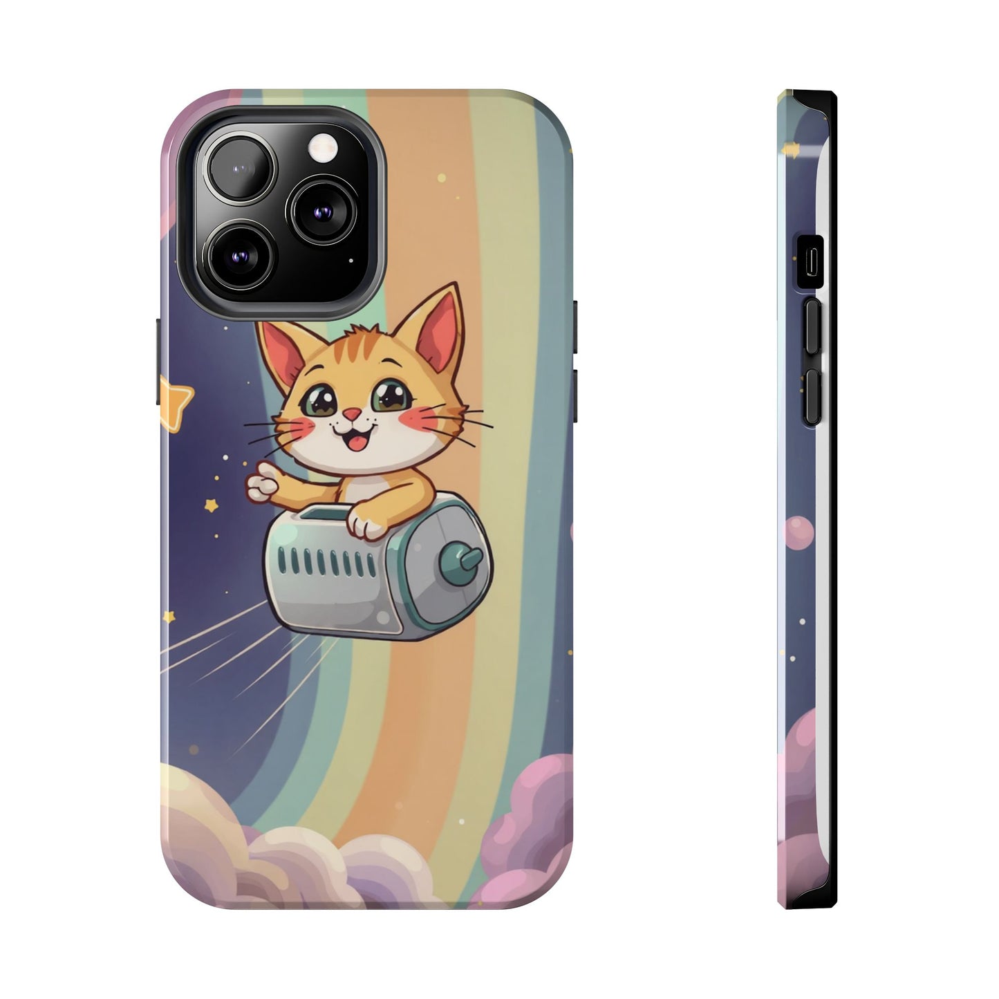 Cute Cat Rocket Phone Case - Vibrant and Playful Tough Case