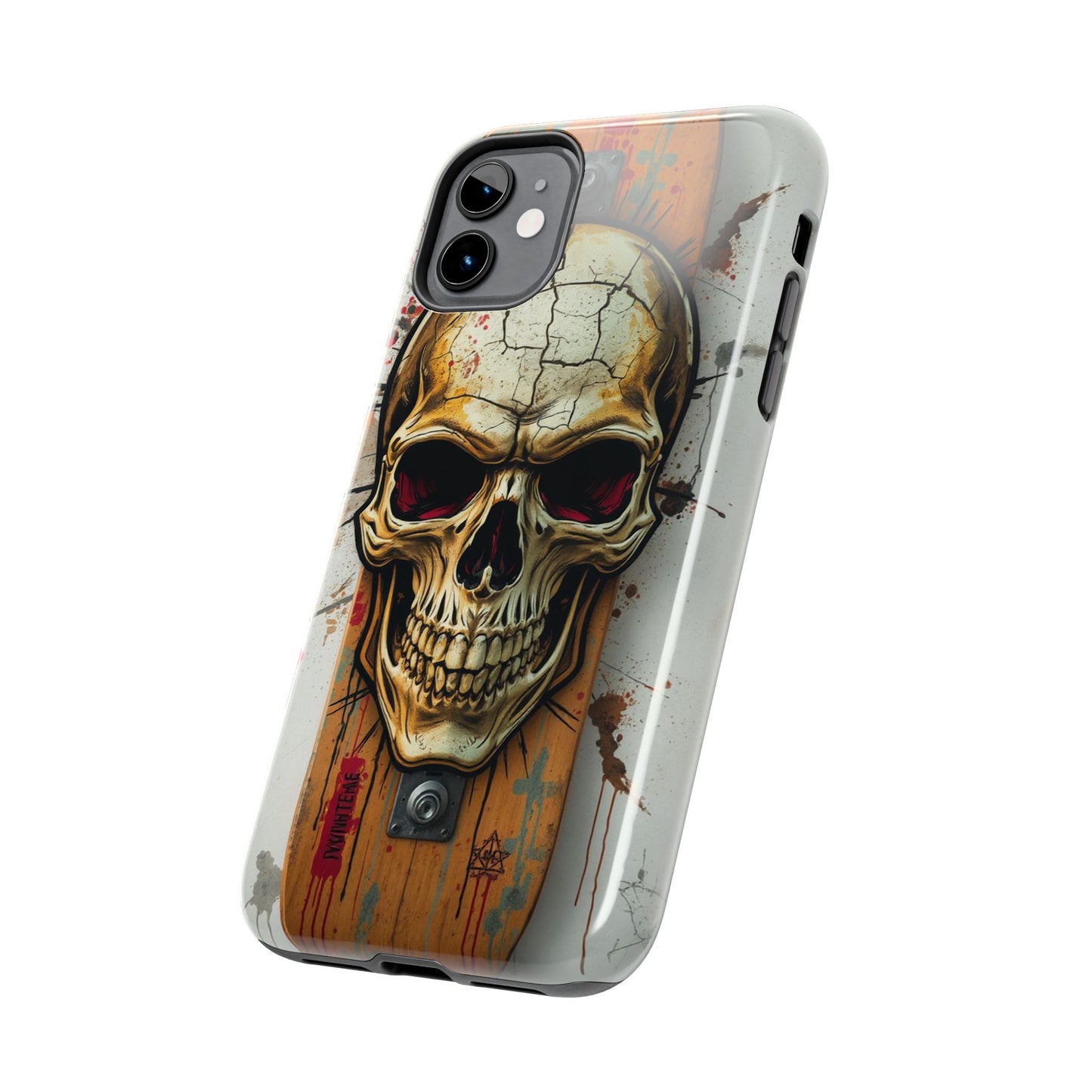 Edgy Skull Tough Phone Case - Durable Protection for Skateboard Enthusiasts