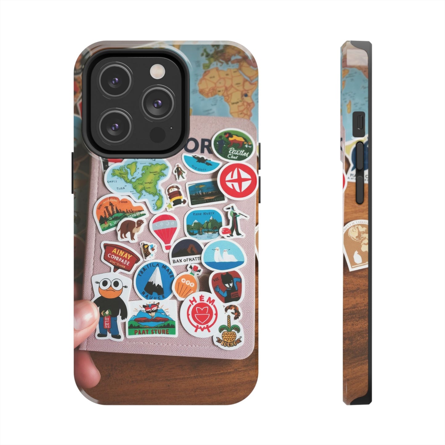 Adventure Stickers Phone Case - Tough Protection for Travel Lovers
