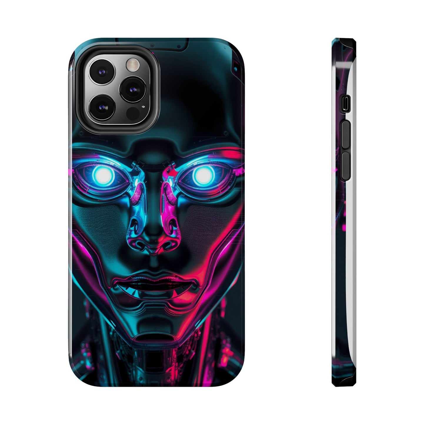 Futuristic Phone Case, Tough Phone Cover, Cyberpunk Style, Robot Design, Gift for Tech Lovers, Unique Phone Accessories