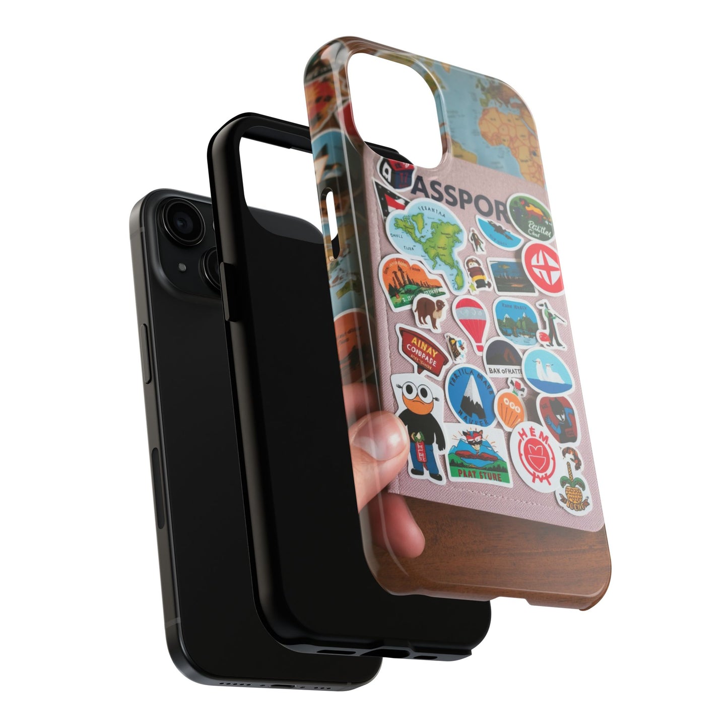 Adventure Stickers Phone Case - Tough Protection for Travel Lovers