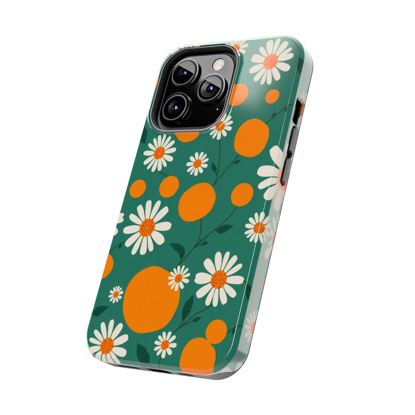 Floral Tough Phone Case - Daisy & Orange Design