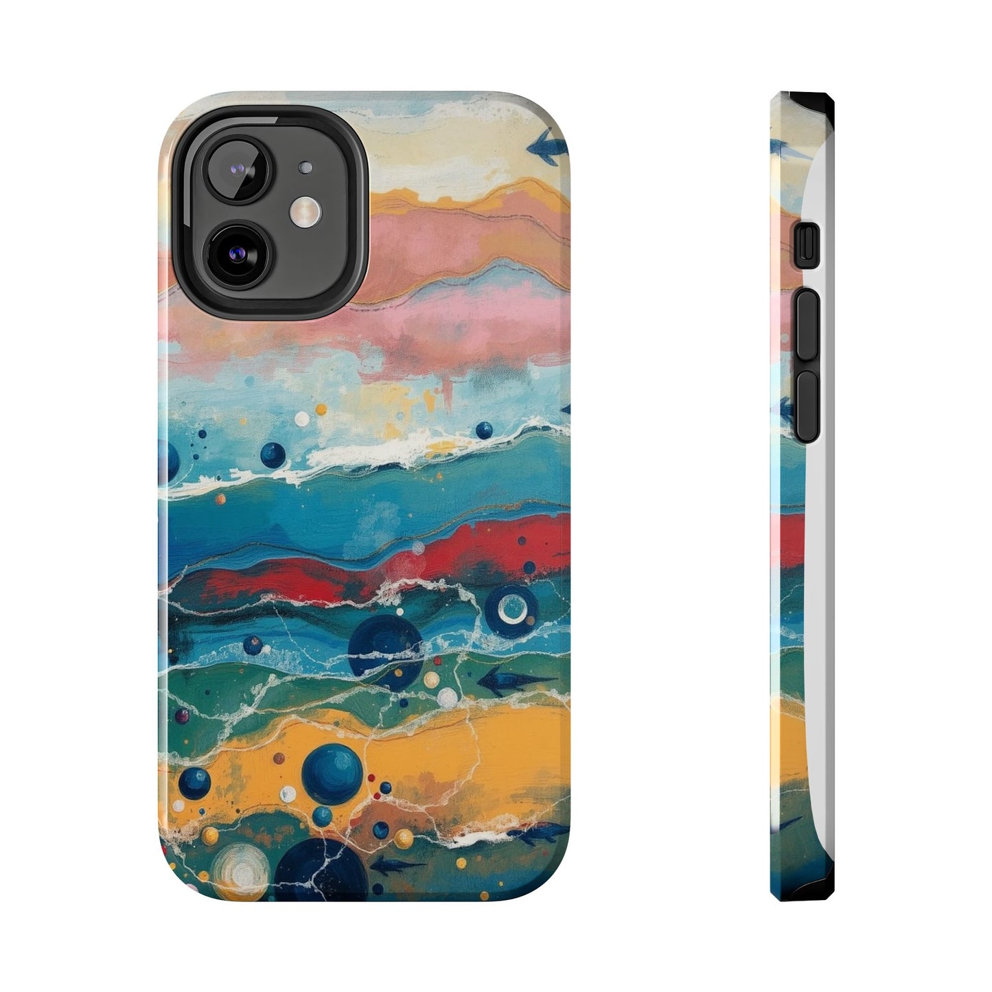 Artistic Tough Phone Case - Vibrant Waves Design for Unique Style