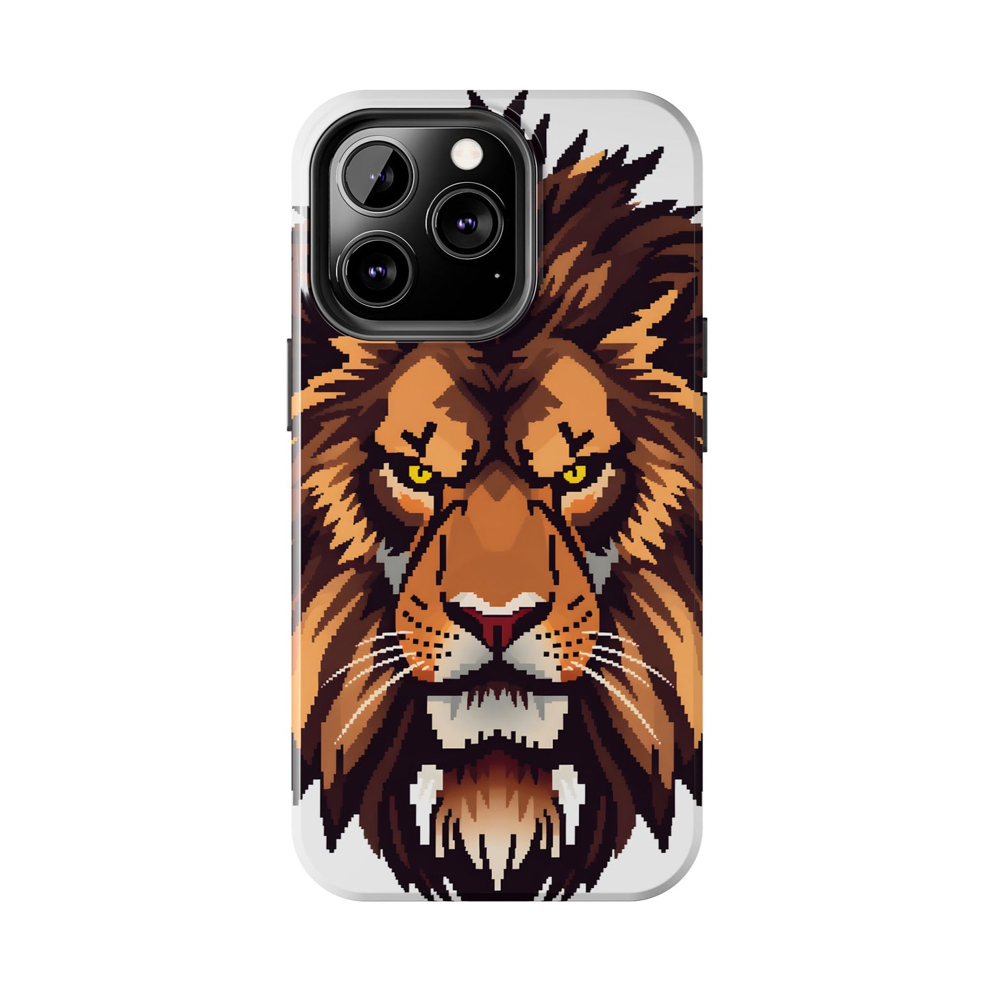 Fierce Pixelated Lion Tough Phone Case - Durable Design for Animal Lovers - for iPhone