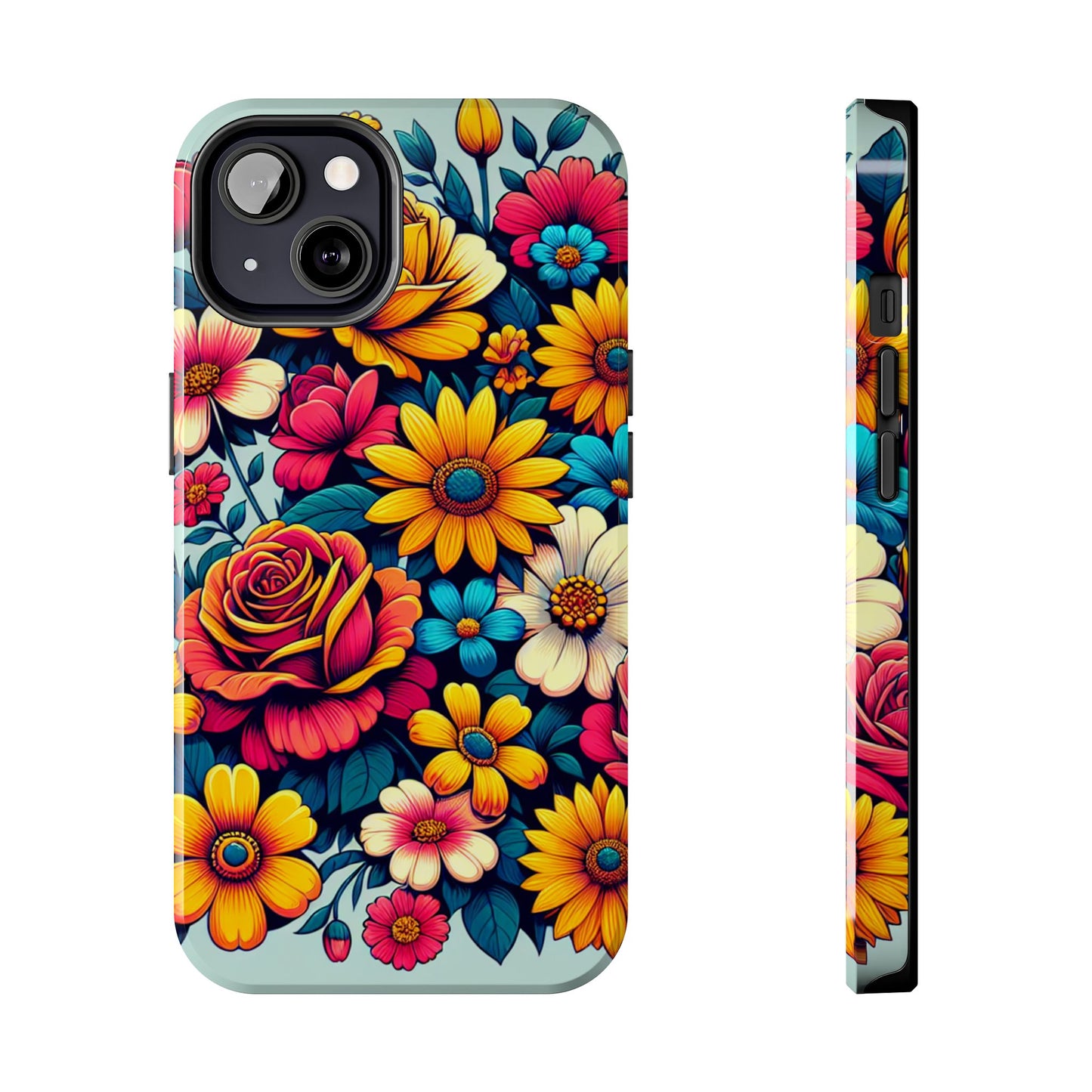 Vibrant Floral Tough Phone Case - Colorful Flower Design - for iPhone