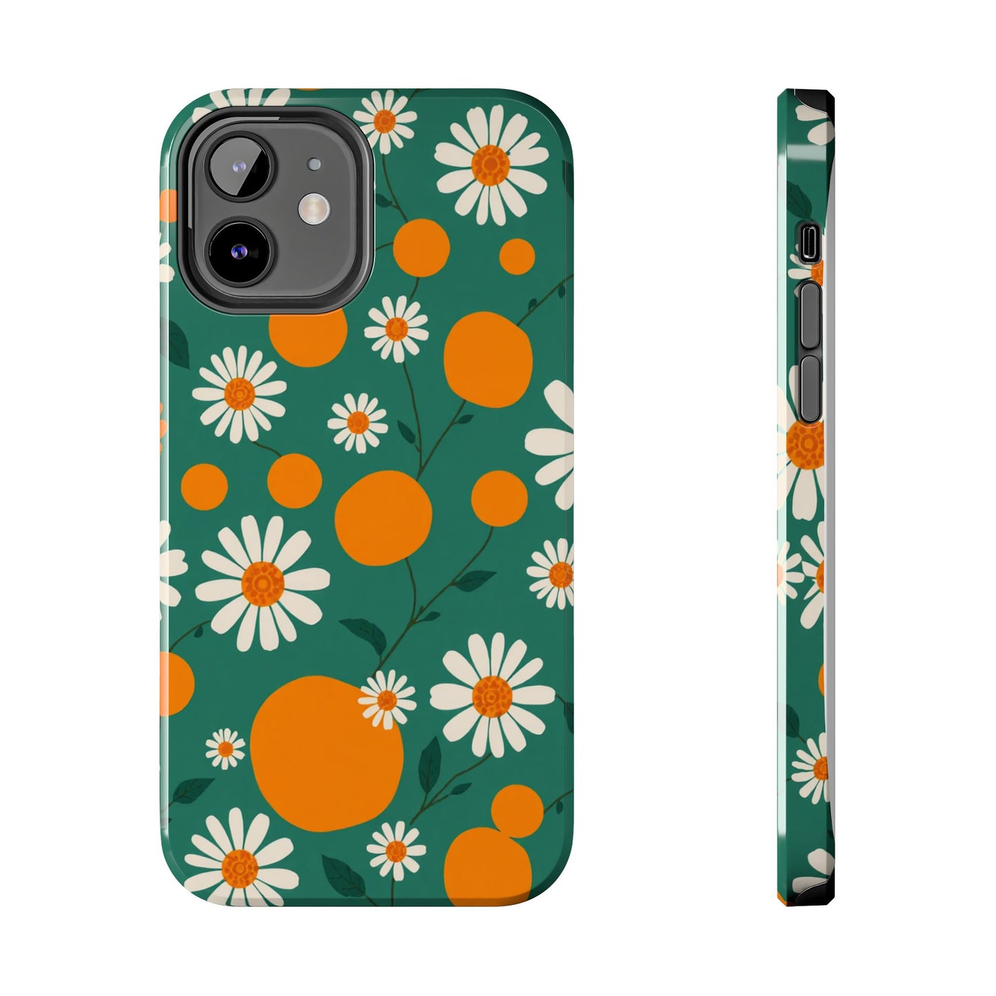 Floral Tough Phone Case - Daisy & Orange Design